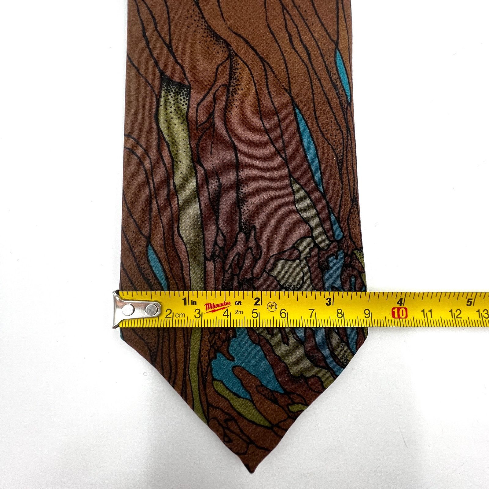 Bill Blass × Vintage Bill Blass Silk Tie Abstract Natural Floral Motif Brown Size ONE SIZE - 7 Thumbnail