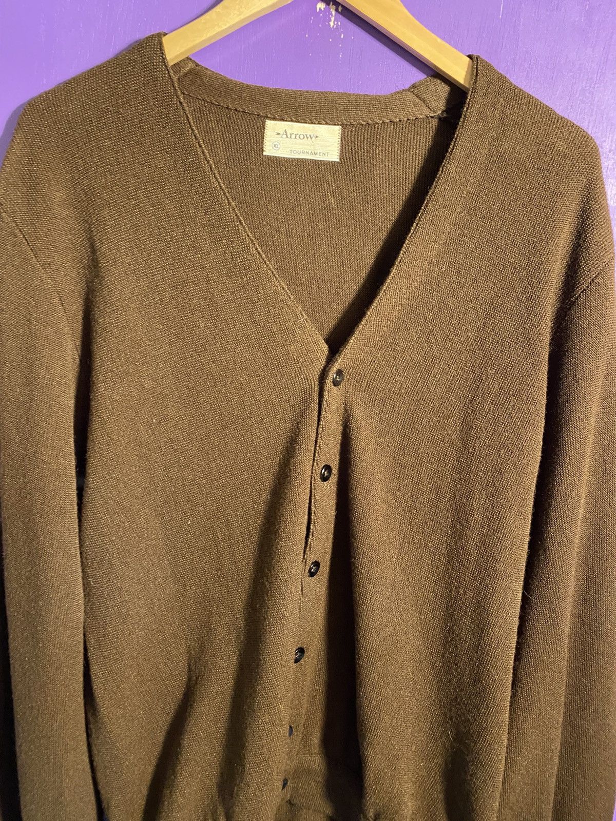 Arrow Vintage 90s Arrow essential brown cardigan Size US L / EU 52-54 / 3 - 3 Thumbnail