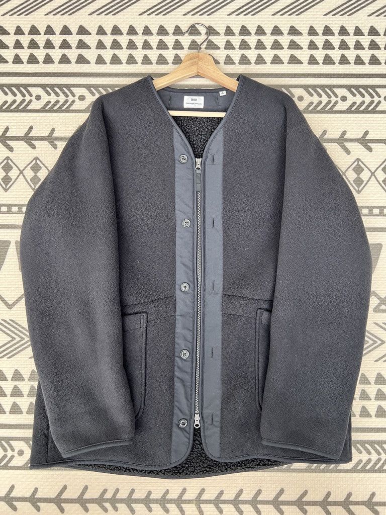 image of Engineered Garments Collarless Fleece Size Medium in Black, Men's