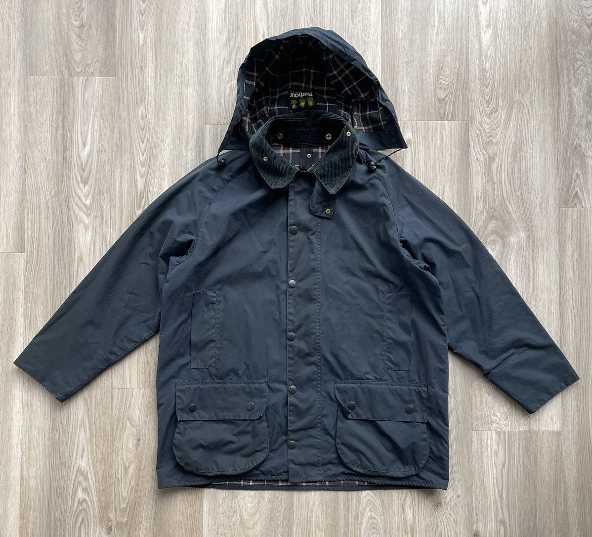 image of Barbour Beaufort Waxed Jacket in Dark Blue, Men's (Size Large)