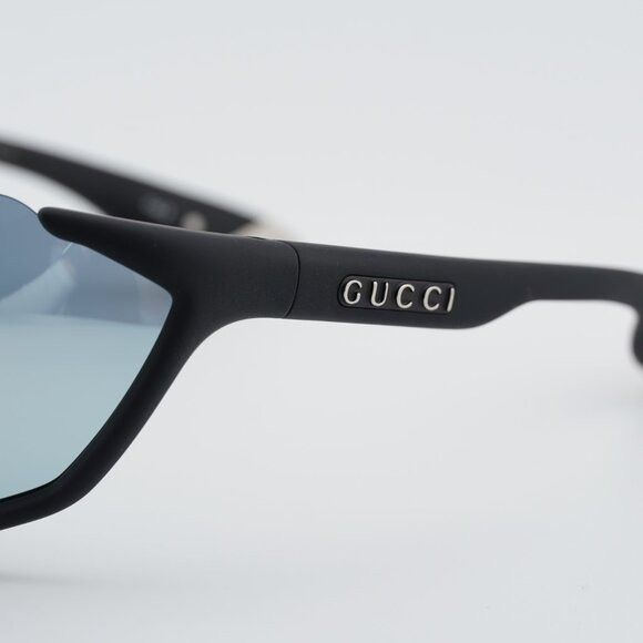 Gucci Gucci GG2018S 001 Sunglasses Matte Black Shield Frame, Smoke Size ONE SIZE - 8 Thumbnail