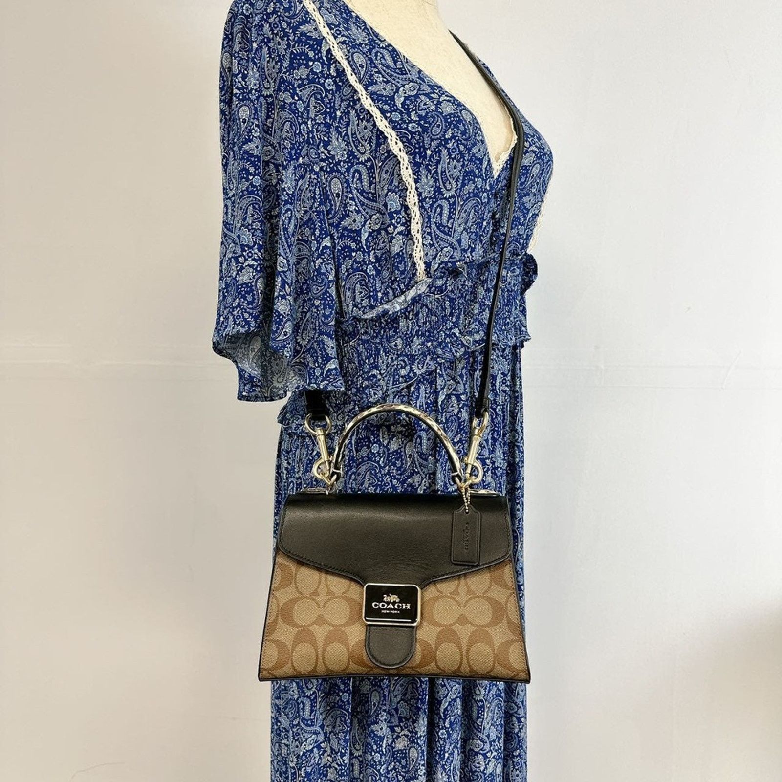 Coach Coach C1325 Pepper Satchel In Signature Canvas IN Khaki Blk Size ONE SIZE - 1 Thumbnail