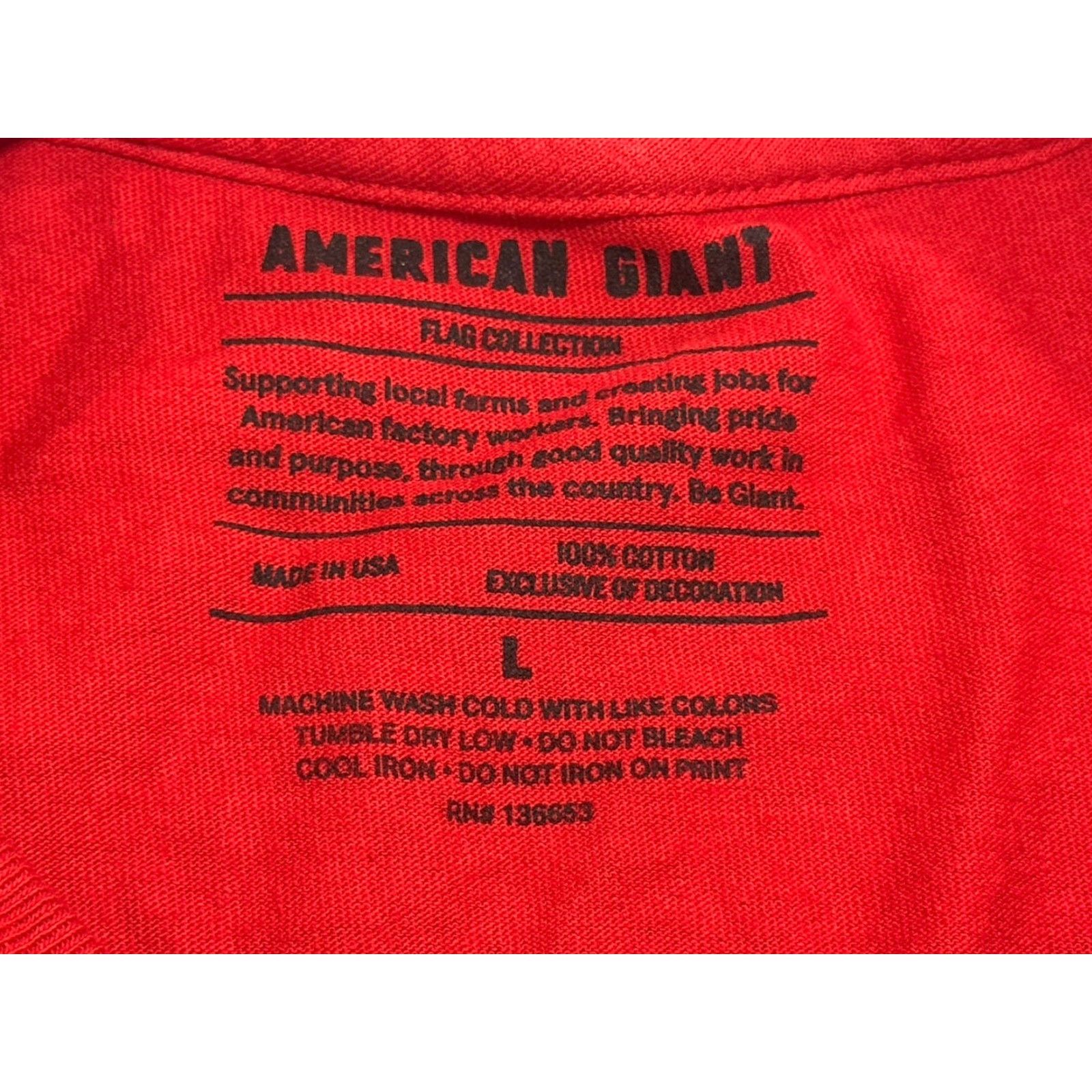 Vintage American Giant T-Shirt Mens L Red USA Flag Graphic Print Crew Neck Short Sleeve Logo Made In USA Size US L / EU 52-54 / 3 - 6 Thumbnail