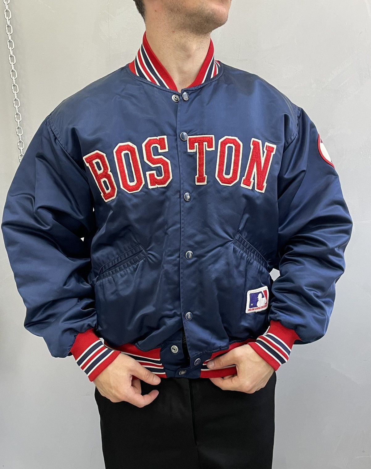 MLB Vintage MLB Red Sox satin bomber jacket starter rare Size US XL / EU 56 / 4 - 2 Thumbnail