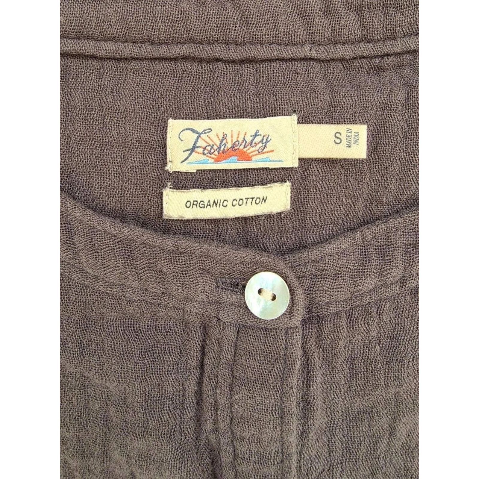 Faherty Faherty Gauze Organic 1/2 Button Shirt Grey Small A001612 Size S / US 4 / IT 40 - 7 Thumbnail