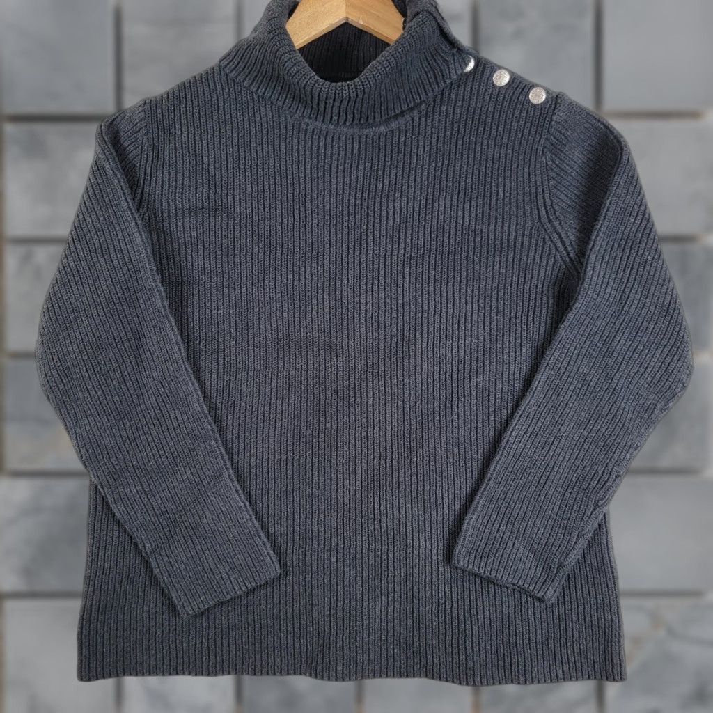 Ralph Lauren Lauren Ralph Lauren Women’s Blue Gray Snowflake Buttons Mock Neck Sweater Size S / US 4 / IT 40 - 1 Thumbnail