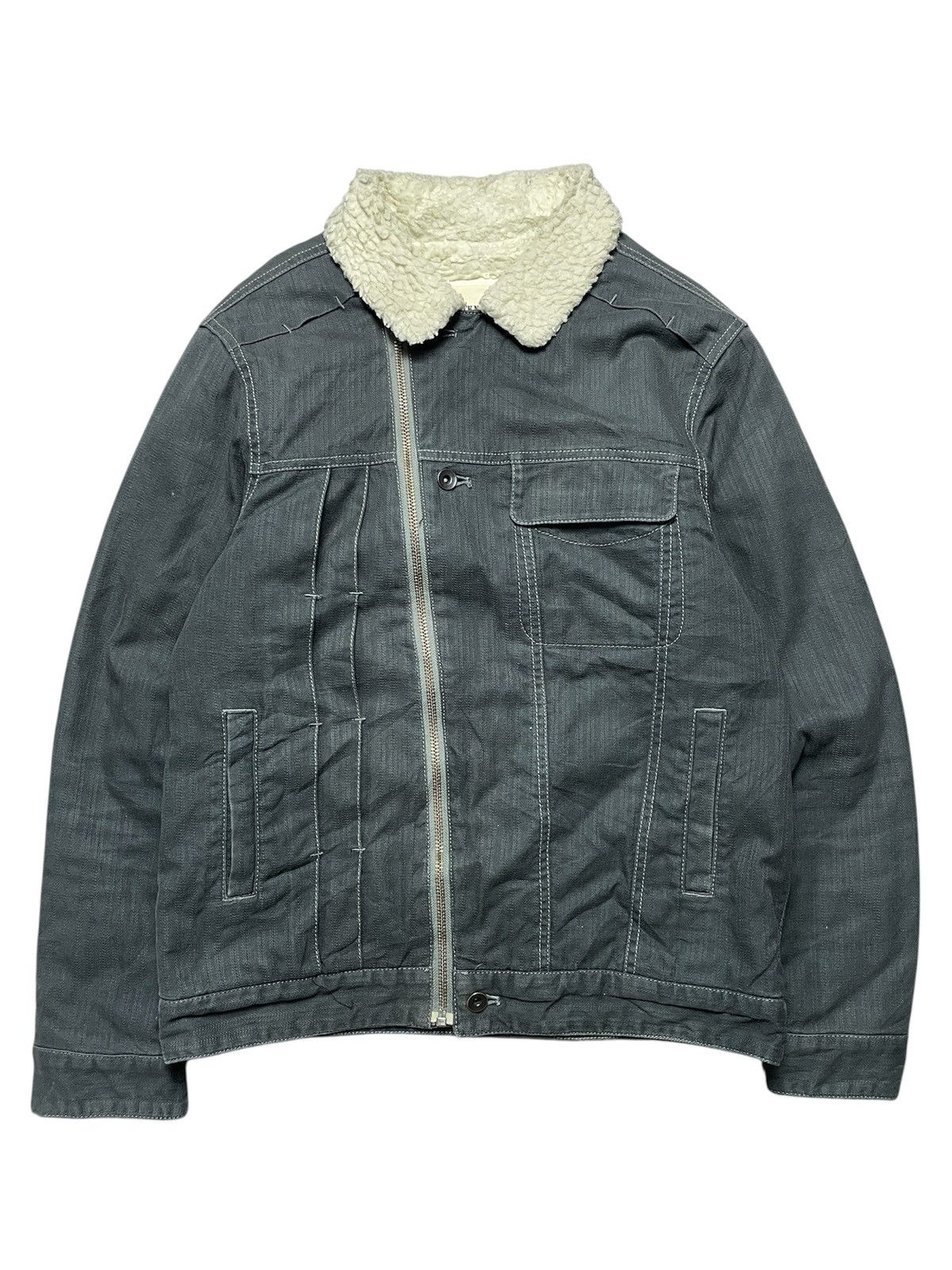 If Six Was Nine 2000’s Back Number - Assymetrical Denim Sherpa Jacket Size US M / EU 48-50 / 2 - 4 Thumbnail
