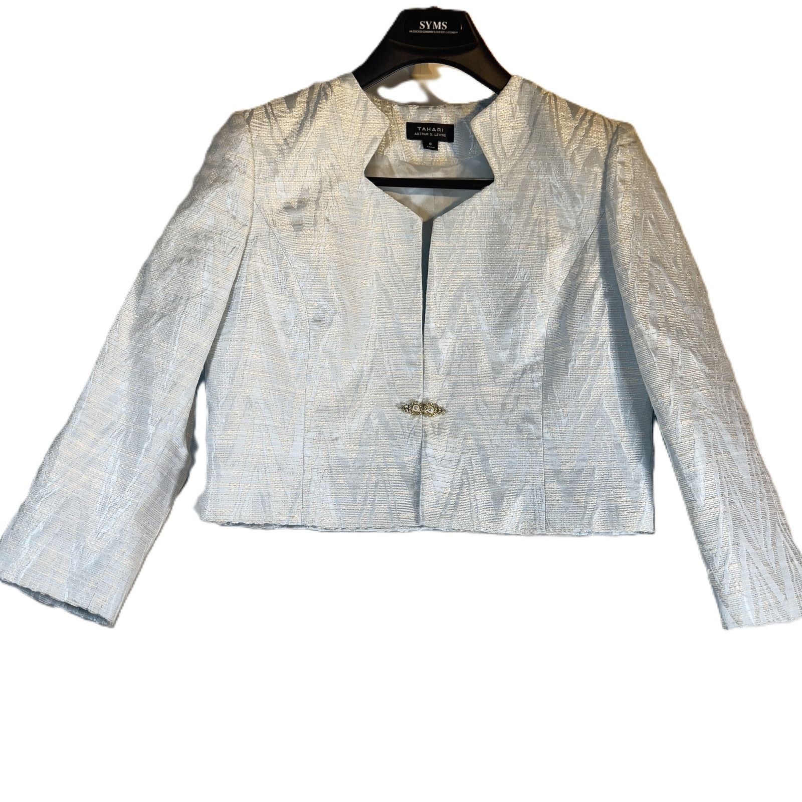 Elie Tahari Tahari Arthur S Levine Crop Jacket 8 Lined Shimery Gold Blue Size M / US 6-8 / IT 42-44 - 1 Thumbnail