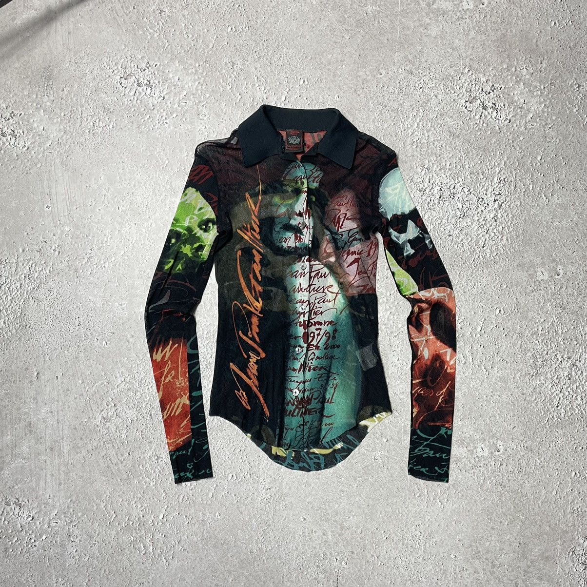 Jean Paul Gaultier FW1997 JPG Fight Racism Face Mesh Long Sleeve Shirt Size XS / US 0-2 / IT 36-38 - 5 Thumbnail