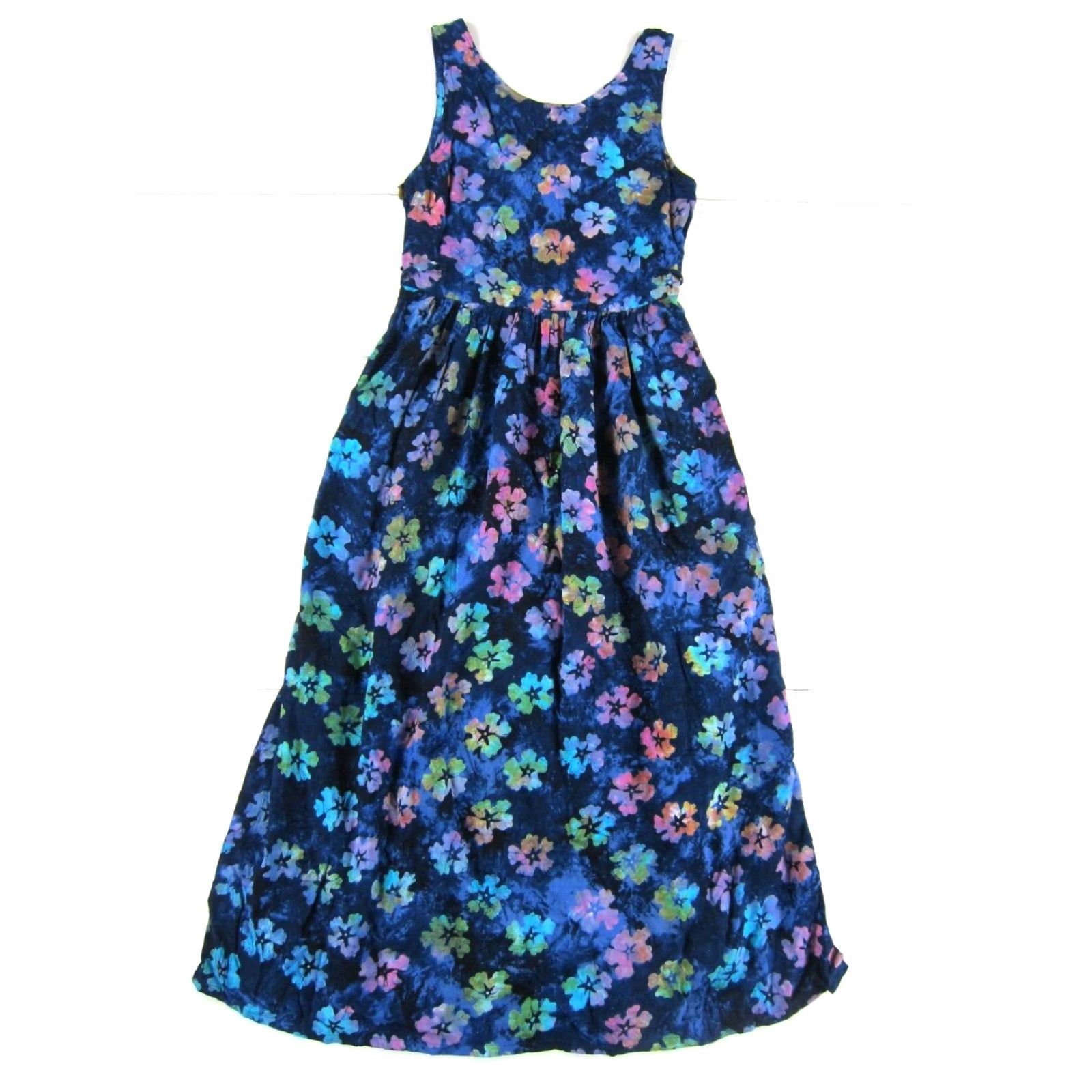 Vintage VINTAGE Figure Dress Maxi Tank Dress S Purple Floral Tie Dye Button Rayon Size S / US 4 / IT 40 - 2 Thumbnail