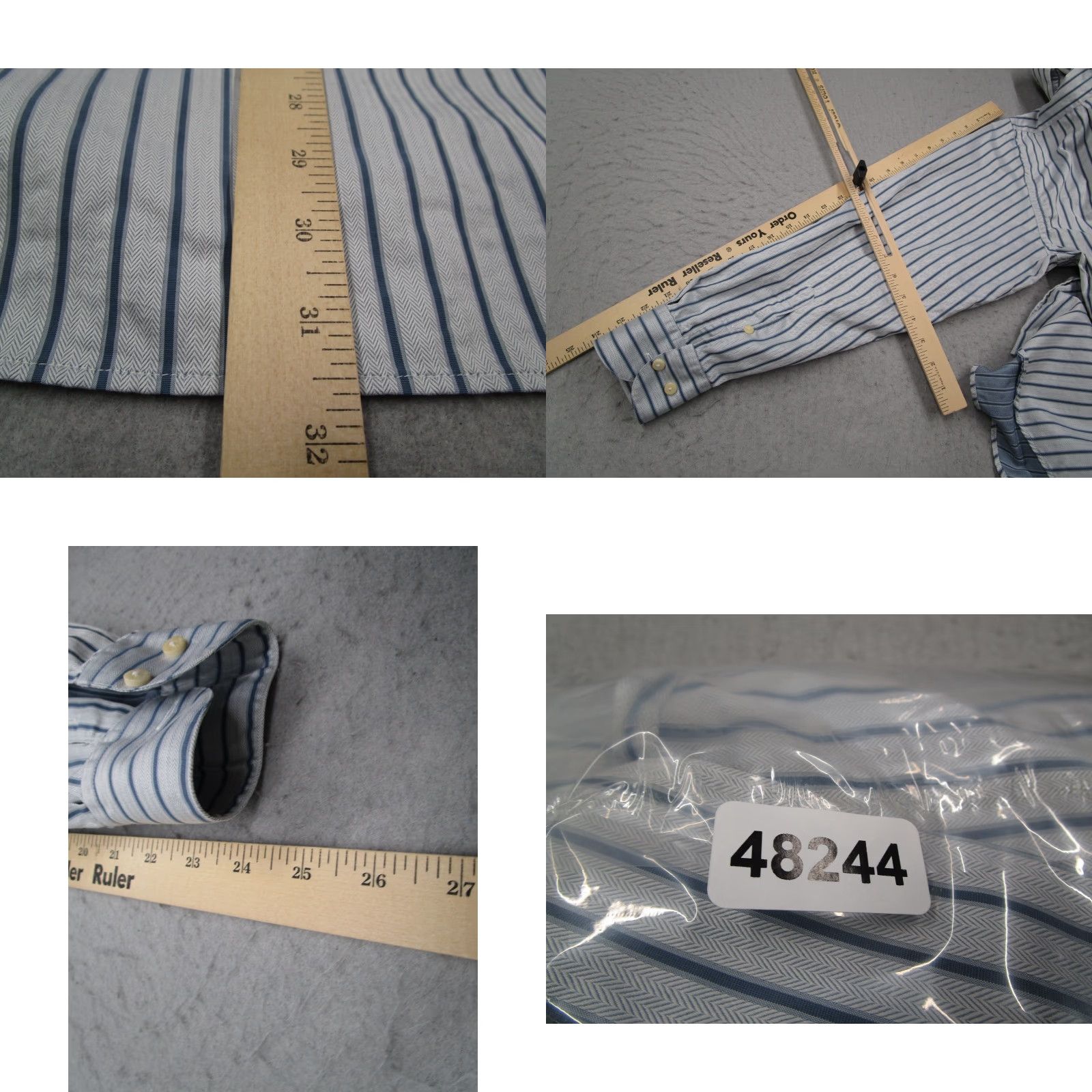 Canali CANALI Dress Shirt Men XL Blue Striped Button Up Long Sleeve Made in Italy Size 46R - 8 Thumbnail