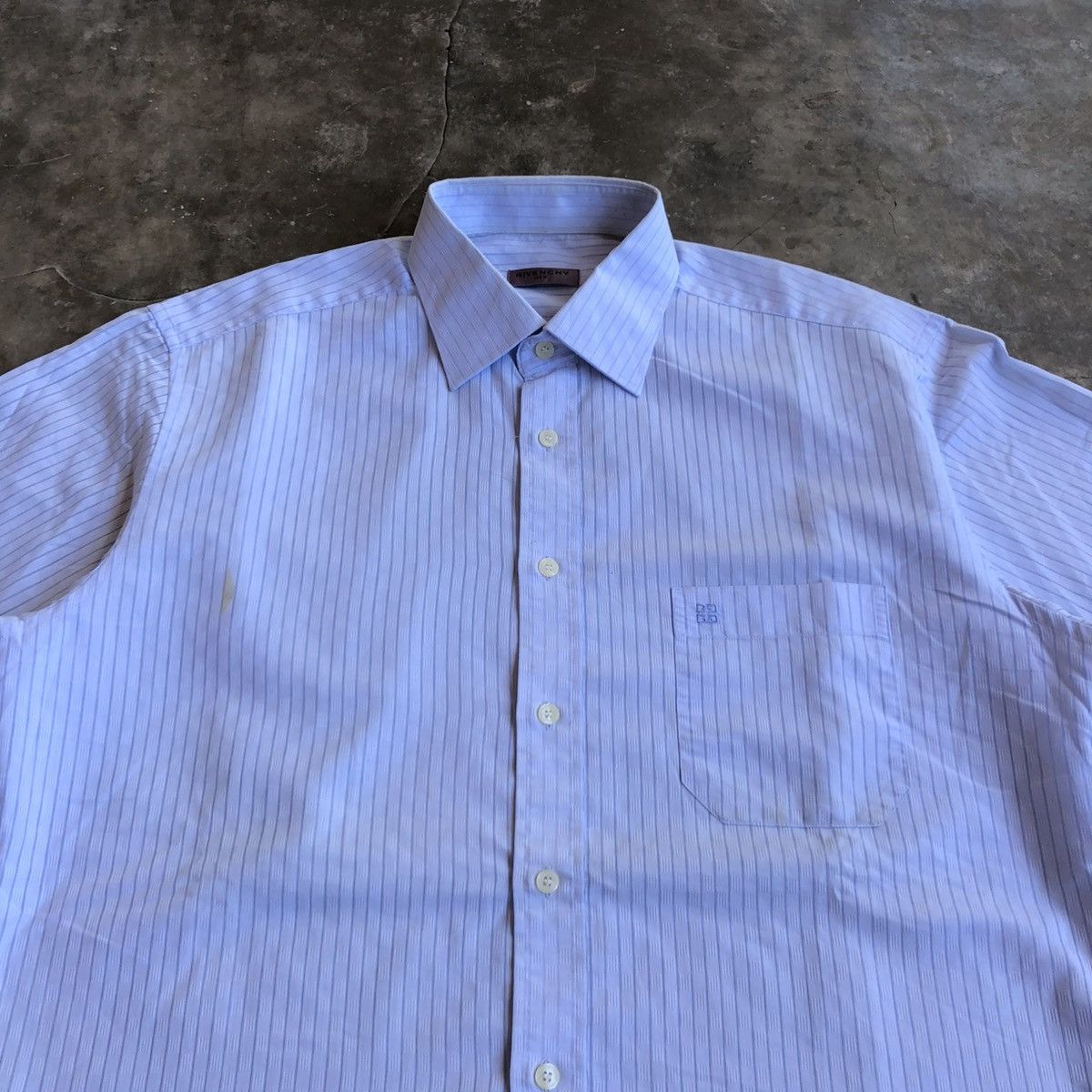 Givenchy 90s Vintage Givenchy Men Stripe Pocket Shirt Blue Luxury Size US XL / EU 56 / 4 - 3 Thumbnail