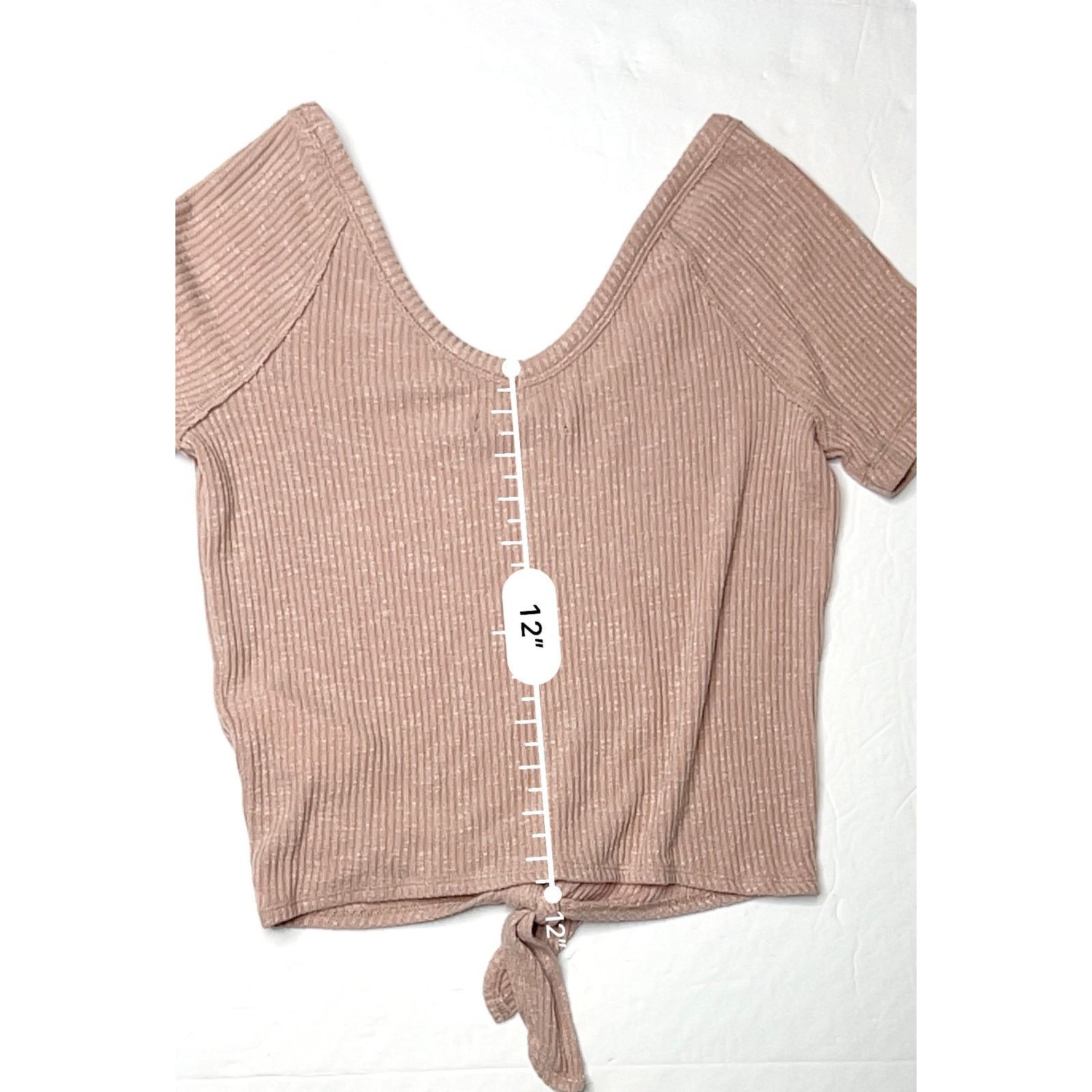 Abercrombie & Fitch Abercrombie & Fitch Deep V Tie Knot Front Ribbed Knit Top XS Size XS / US 0-2 / IT 36-38 - 7 Thumbnail