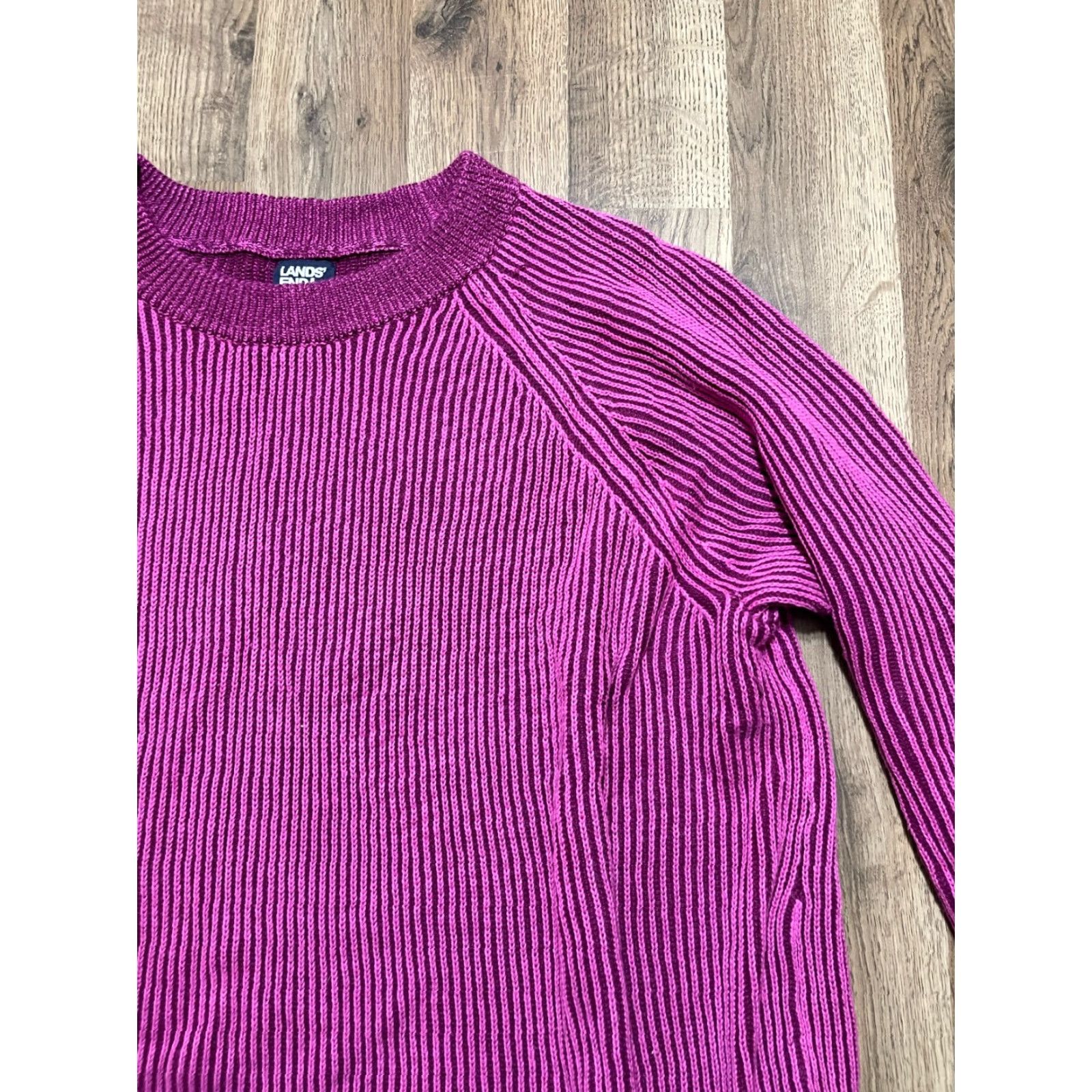 Lands' End Lands' End Sweater Women Pink Pullover Knit XL Crew Neck Long Sleeve Regular Fit Casual Knit Pullover Mens Womens Girls Not applicable Size XL / US 12-14 / IT 48-50 - 3 Thumbnail