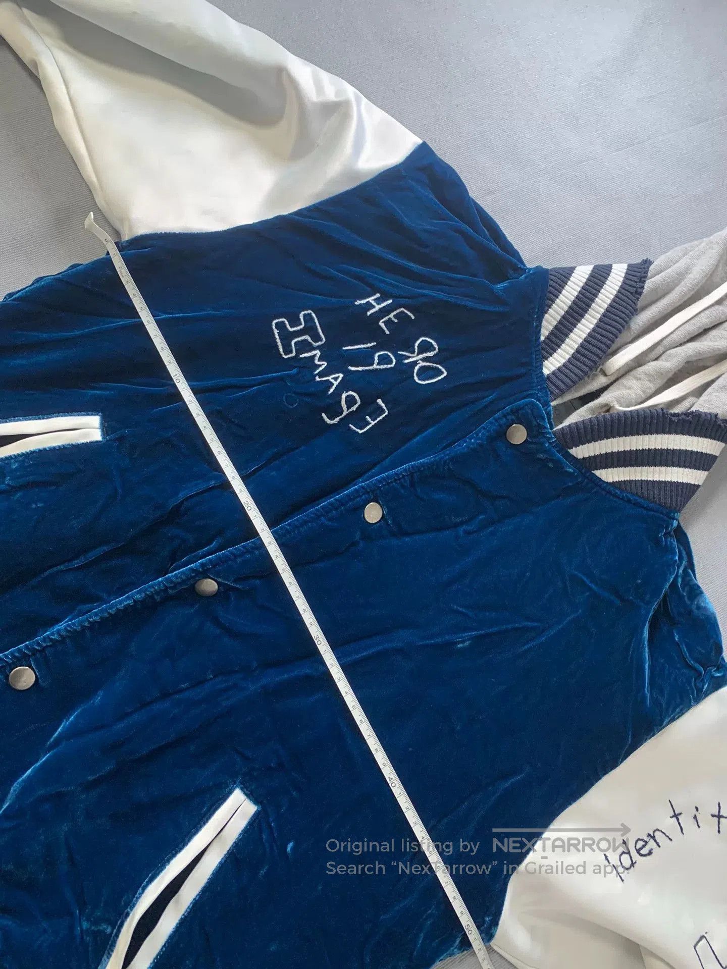 Greg Laurent Blue Velvet Baseball Jacket.