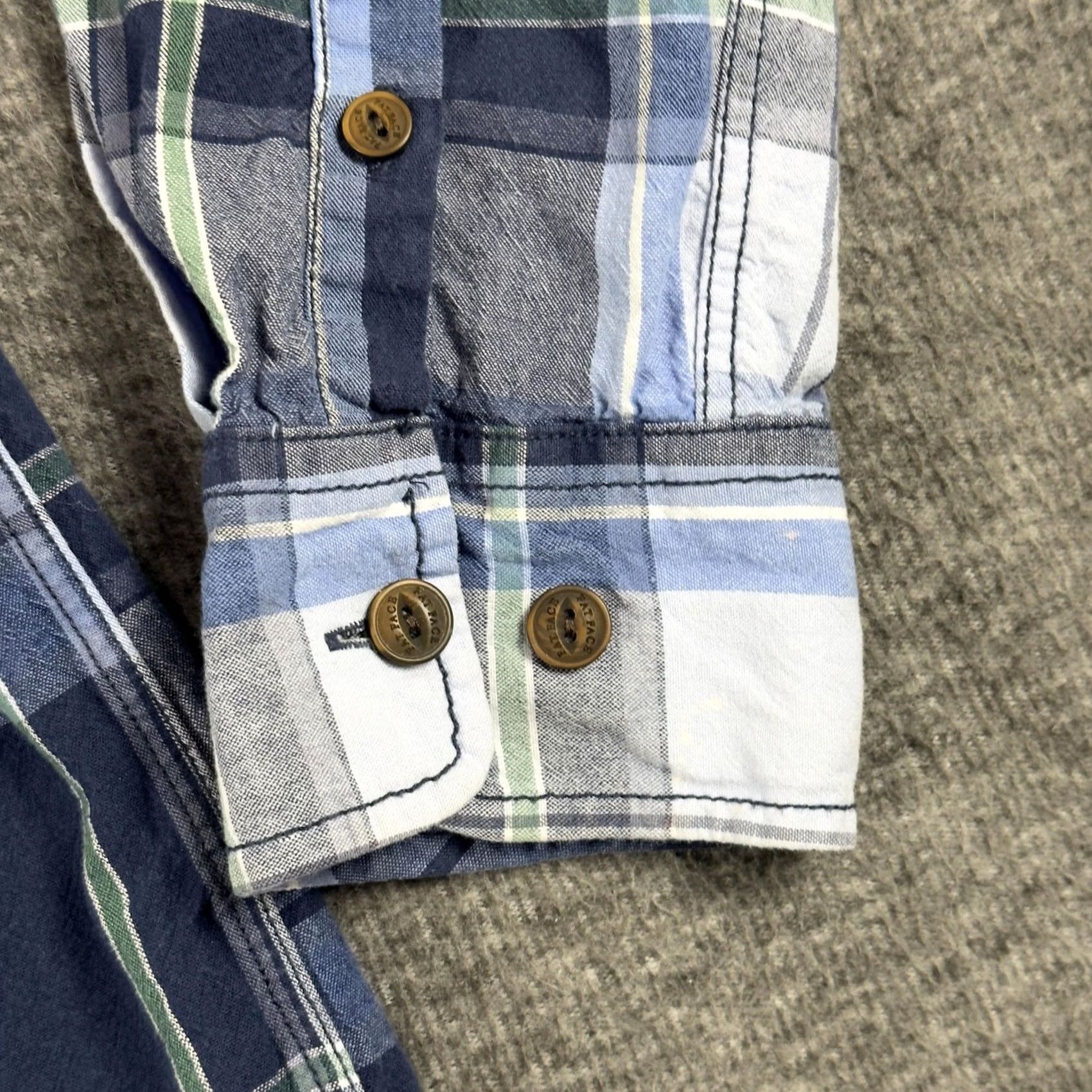 FatFace Fat Face Shirt Mens L Blue Plaid Long Sleeve Cotton Button Casual Pocket Size US L / EU 52-54 / 3 - 4 Thumbnail