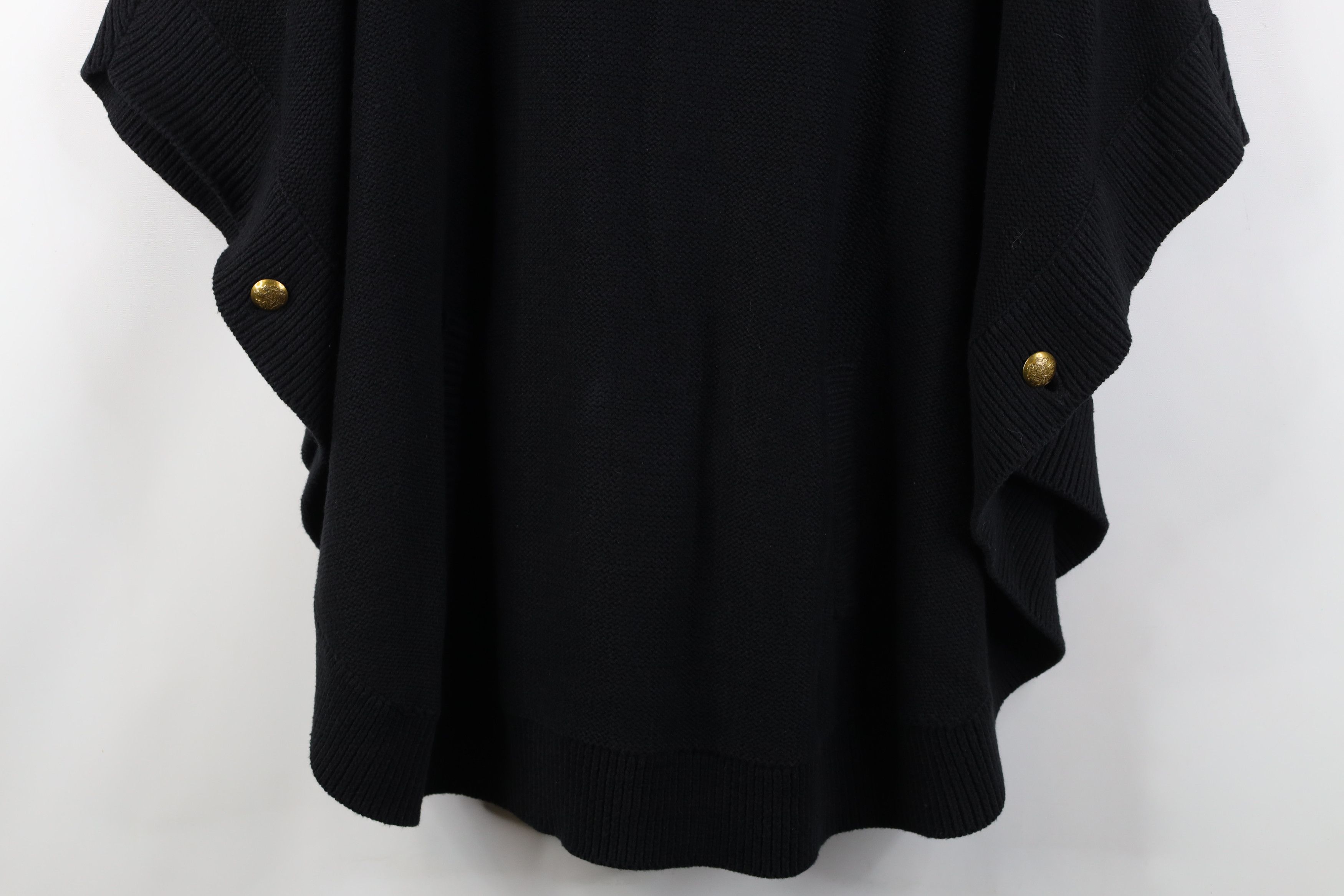 Ralph Lauren Vintage 90s Ralph Lauren Poncho Sweater Shawl Cape Black Size XL / US 12-14 / IT 48-50 - 3 Thumbnail