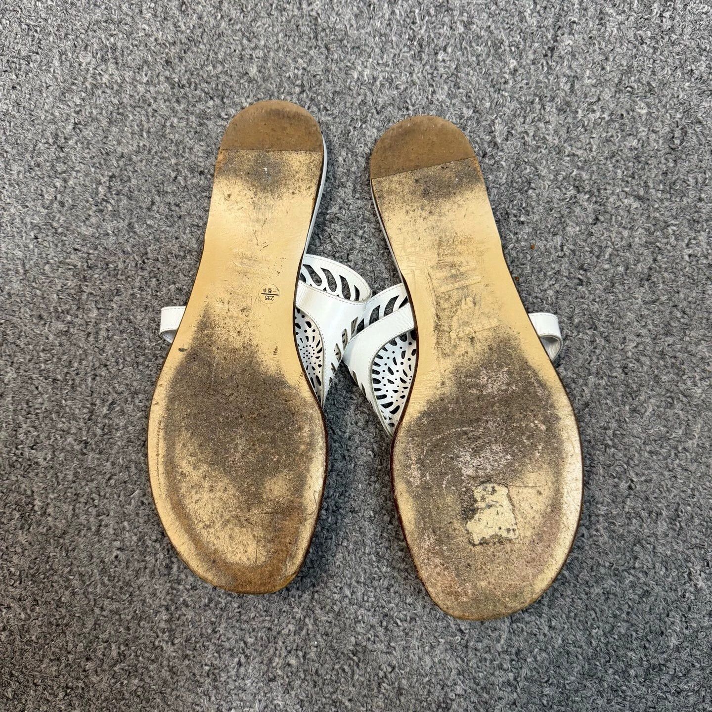 Hermes Hermes White Sea Spiral Leather Slippers 37 95 New Size US 6 / IT 36 - 6 Thumbnail