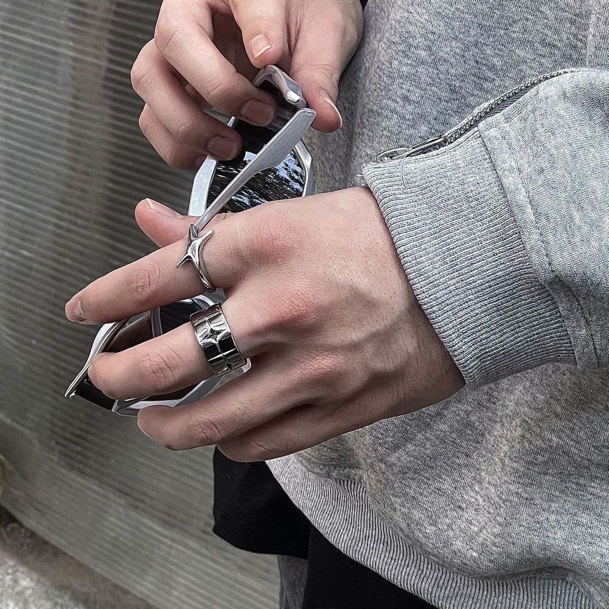 Jewelry Star Hip-hop Jewelry Rings Open Size Chrome Ring (Size 7-13) Size ONE SIZE - 6 Thumbnail
