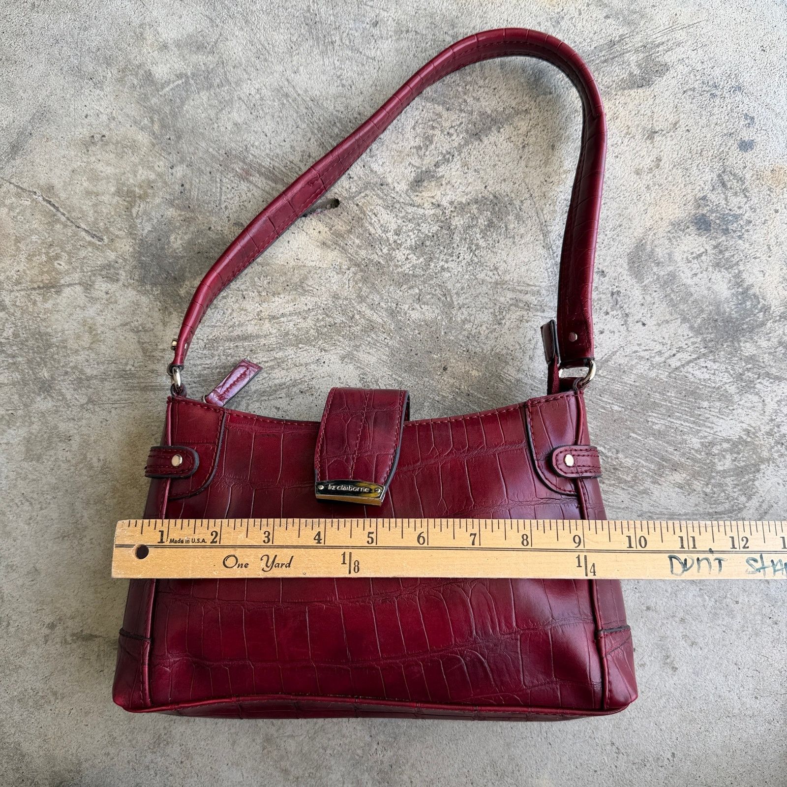 Liz Claiborne Vintage y2k Burgundy Faux Croc Leather Shoulder Bag Purse Size ONE SIZE - 7 Thumbnail