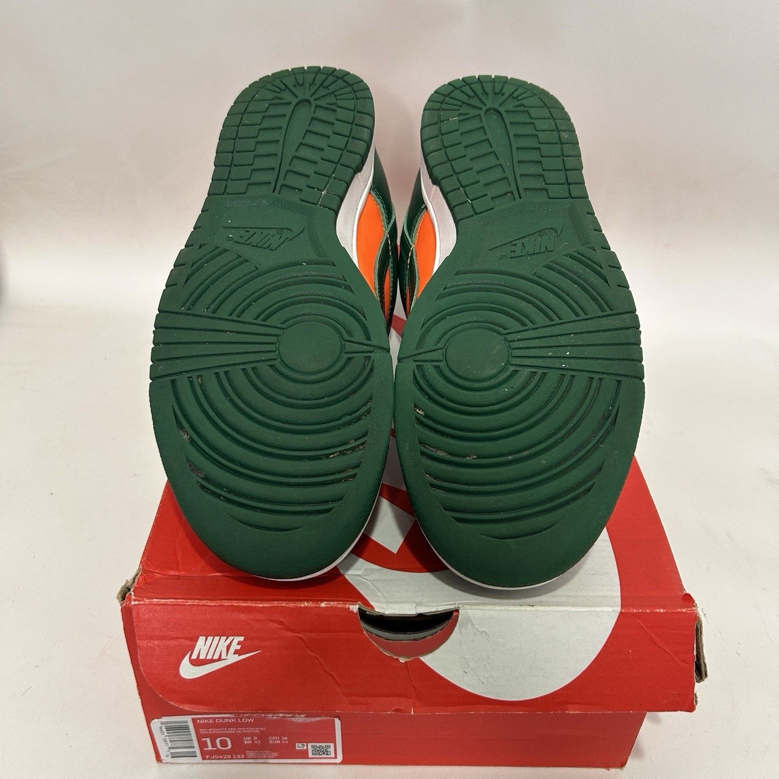 Nike Nike Dunk Low Retro “Miami Hurricanes/Gorge Green” Size US 10 / EU 43 - 7 Thumbnail