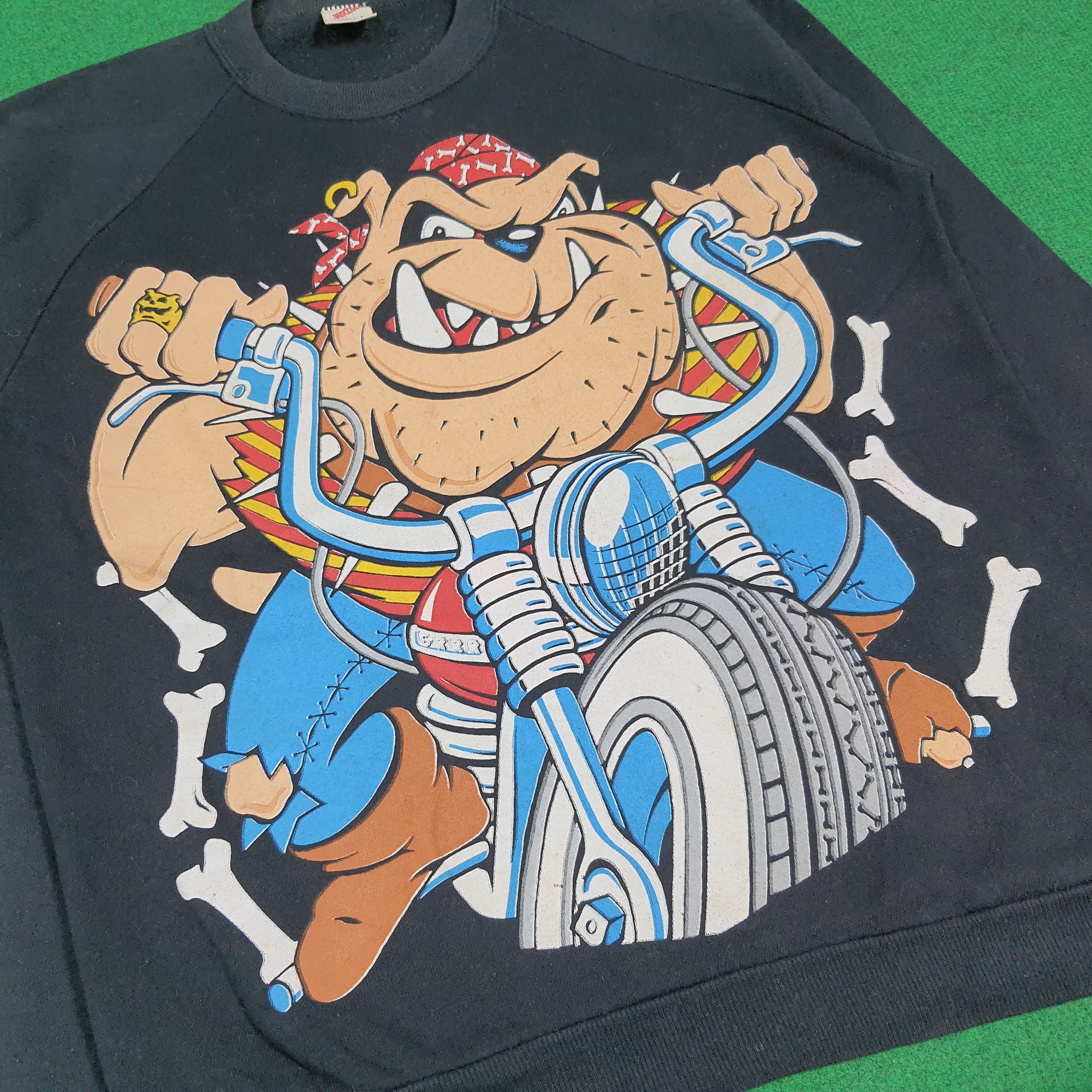 Jerzees Vintage 90s Jerzees Biker Bulldog Sweatshirt C283N4 Size US M / EU 48-50 / 2 - 2 Thumbnail
