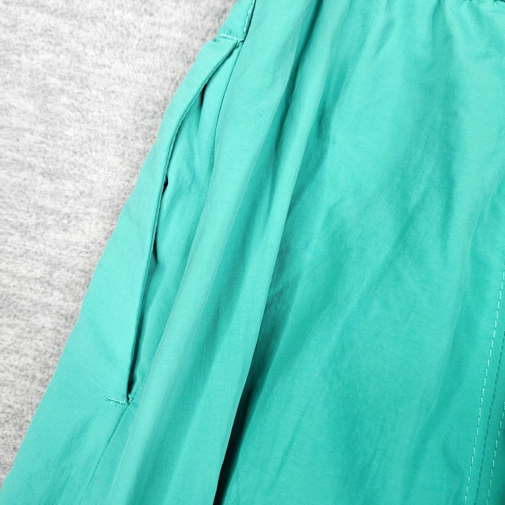 Vintage BAYFLOW Women's Nylon Blend Teal Blue Midi Length Pull on Split front Skirt Sz 3 Size 26" / US 2 / IT 38 - 3 Thumbnail