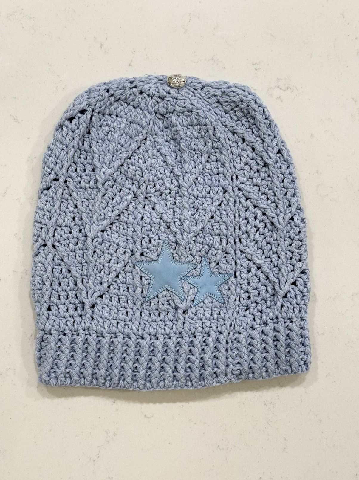 Chrome Hearts Chrome Hearts Woven Cashmere Star Patch Beanie - Baby Blue Size ONE SIZE - 1 Thumbnail