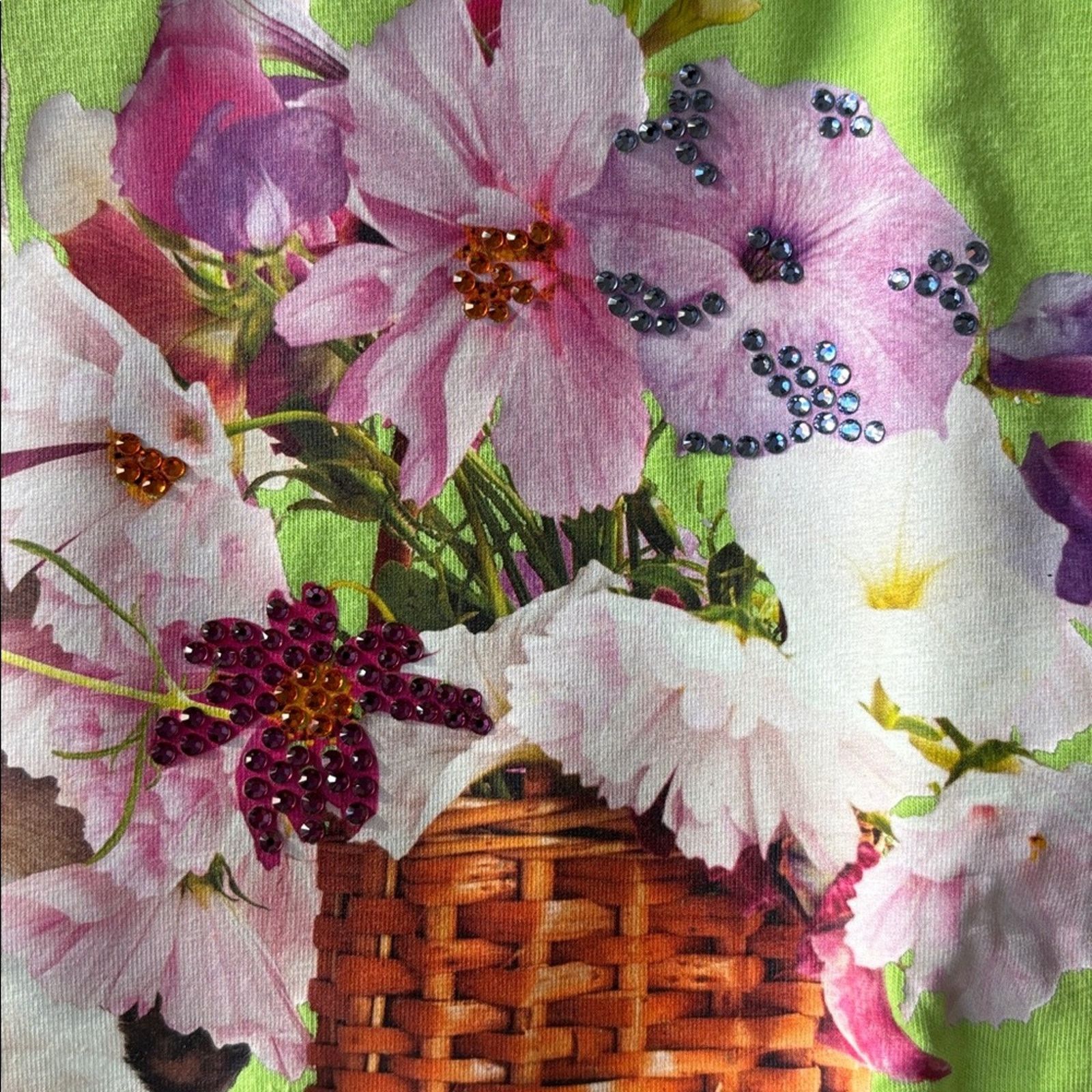 Other NWT Swarovski Lime Green Blouse with Puppy and Floral Size M Size M / US 6-8 / IT 42-44 - 7 Thumbnail