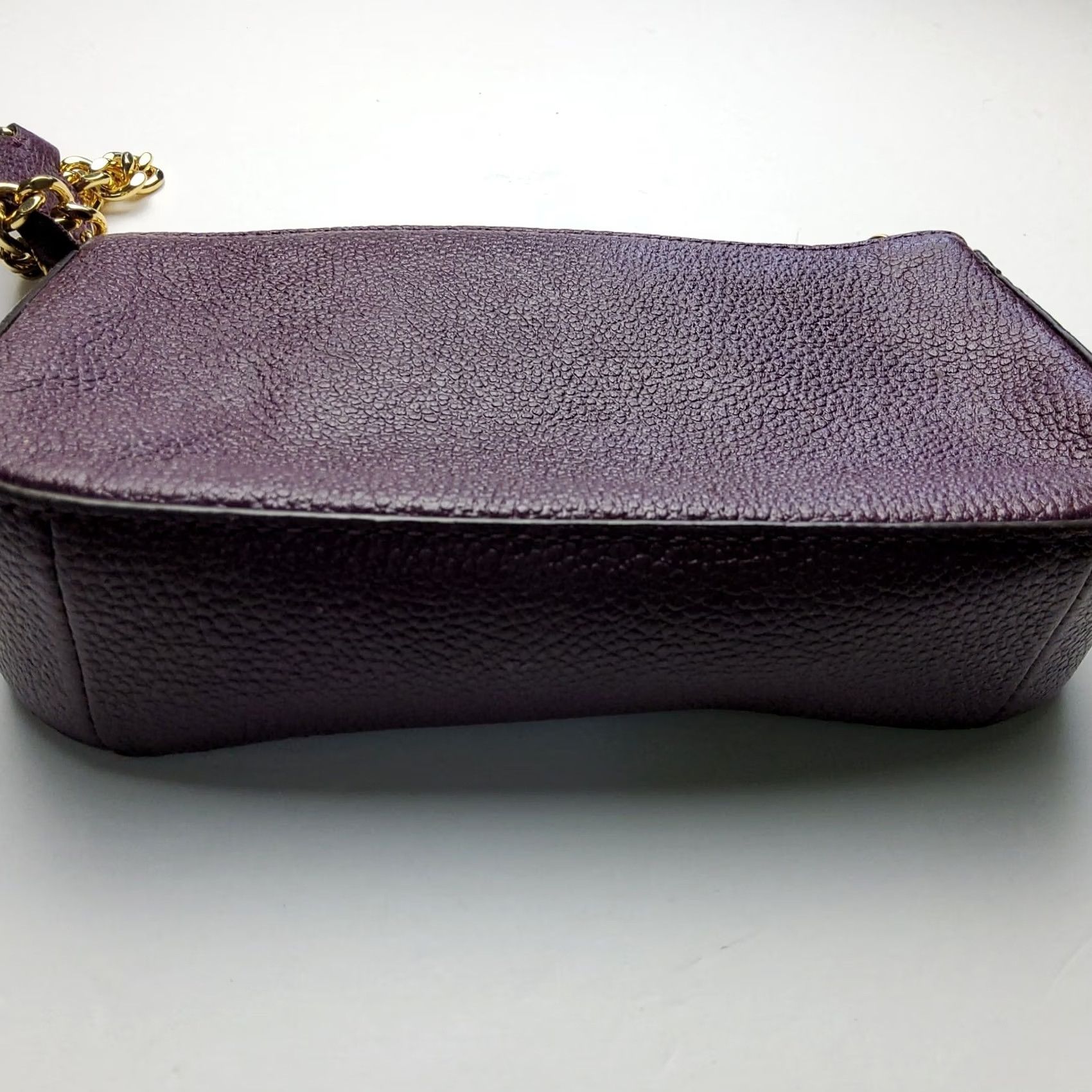 Michael Kors Michael Kors Pebbled Leather Shoulder Bag Purse Eggplant Purple Women Bag Sho ulder Leather Pebbled Finish Size ONE SIZE - 7 Thumbnail