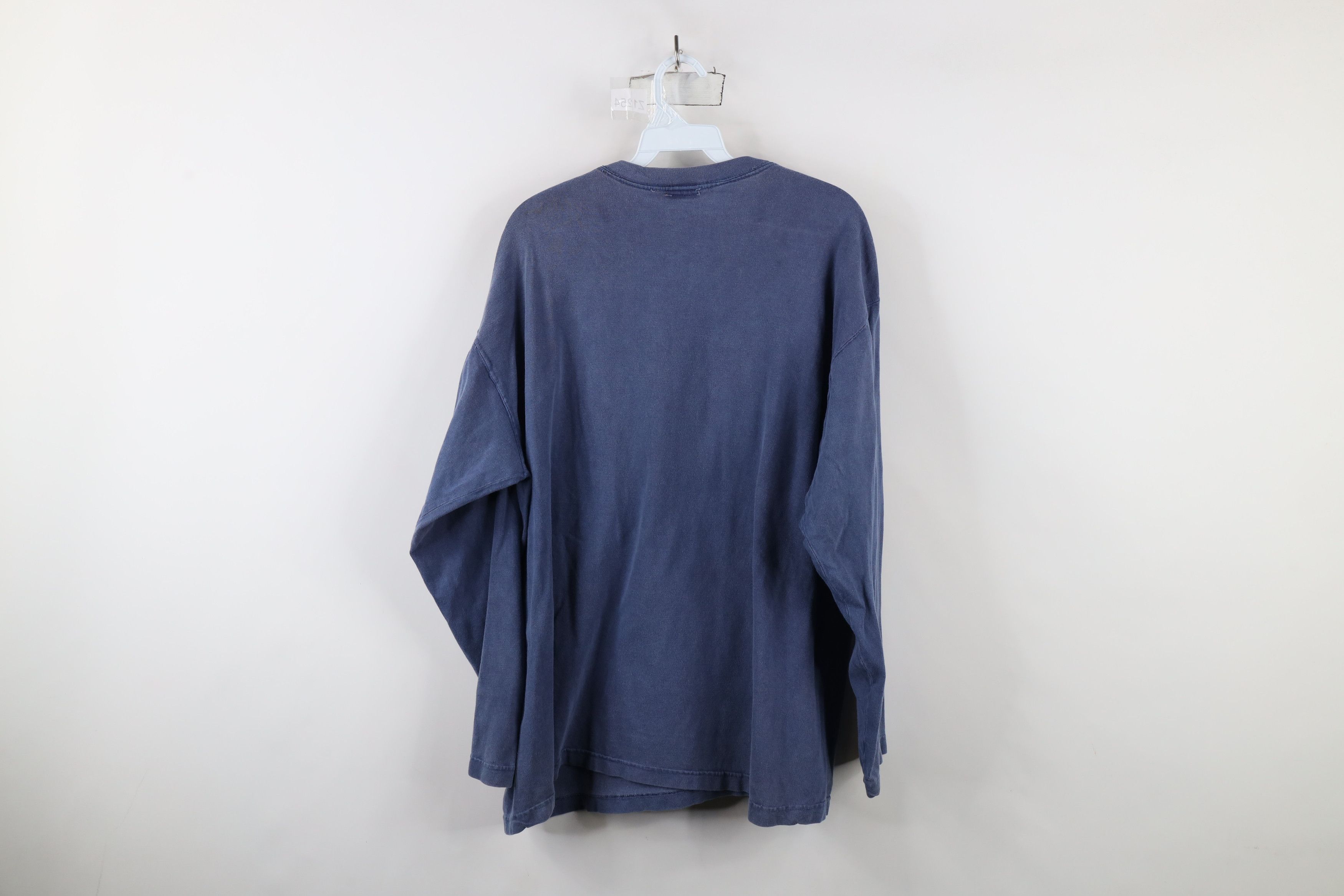 Vintage Vintage 90s Streetwear Blank Cotton Long Sleeve T-Shirt Blue Size US L / EU 52-54 / 3 - 8 Thumbnail