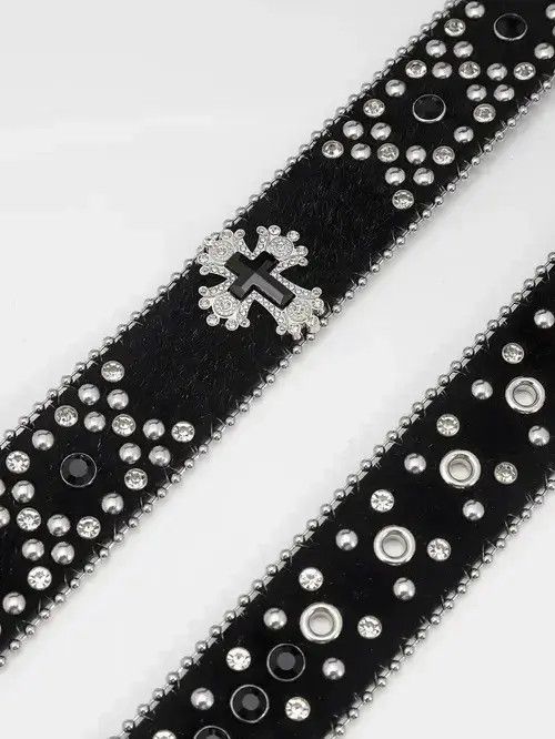 VIBE Dazzling Rhinestone Belt PU Leather Belt Size ONE SIZE - 4 Thumbnail