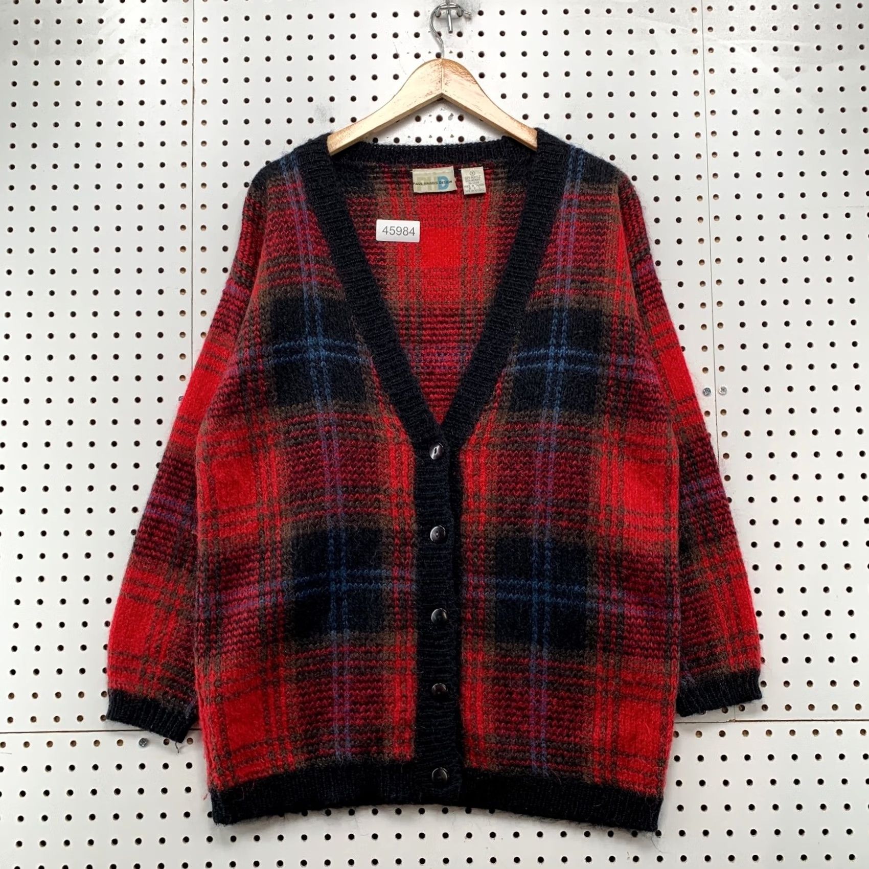 Vintage Vintage Paul Harris Design Mohair Cardigan Sweater Womens Small Red Black Size S / US 4 / IT 40 - 2 Thumbnail