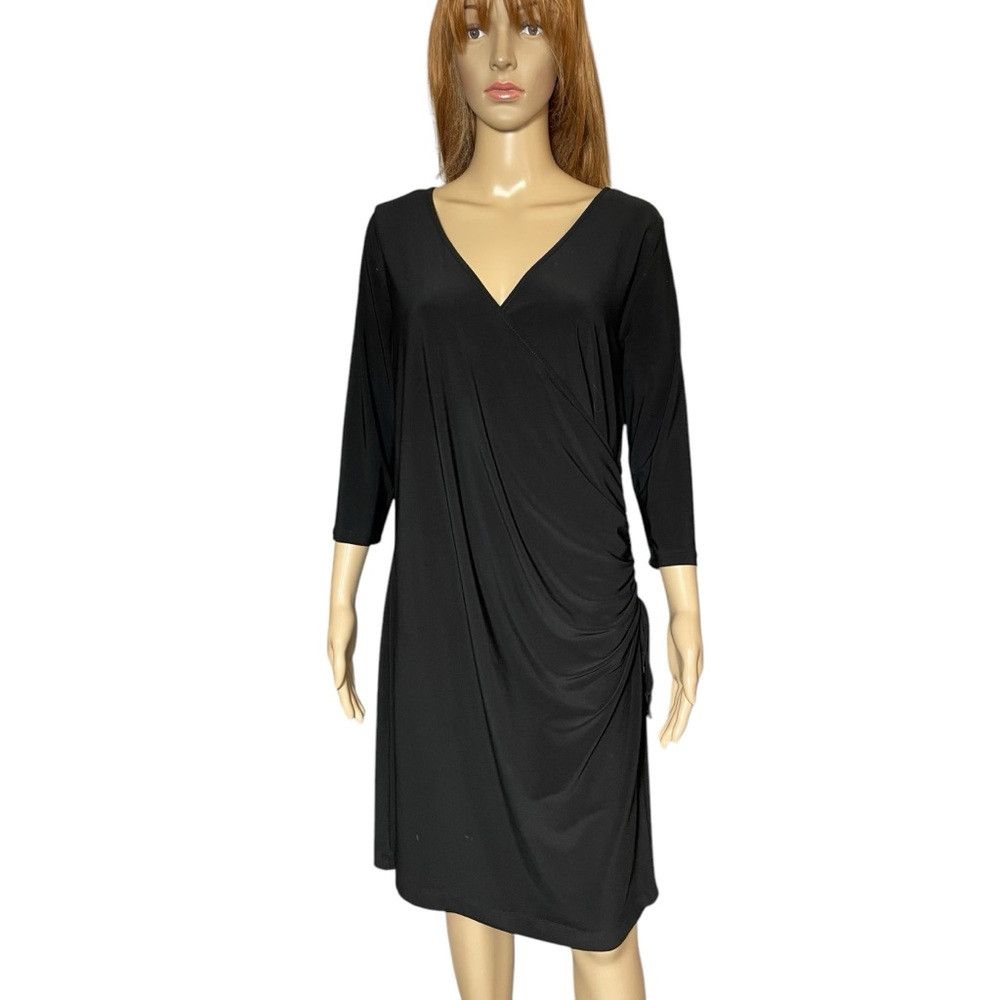 Other Clara Sunwoo V-Neck Side Gathered Side Black Dress Size L Size L / US 10 / IT 46 - 1 Thumbnail