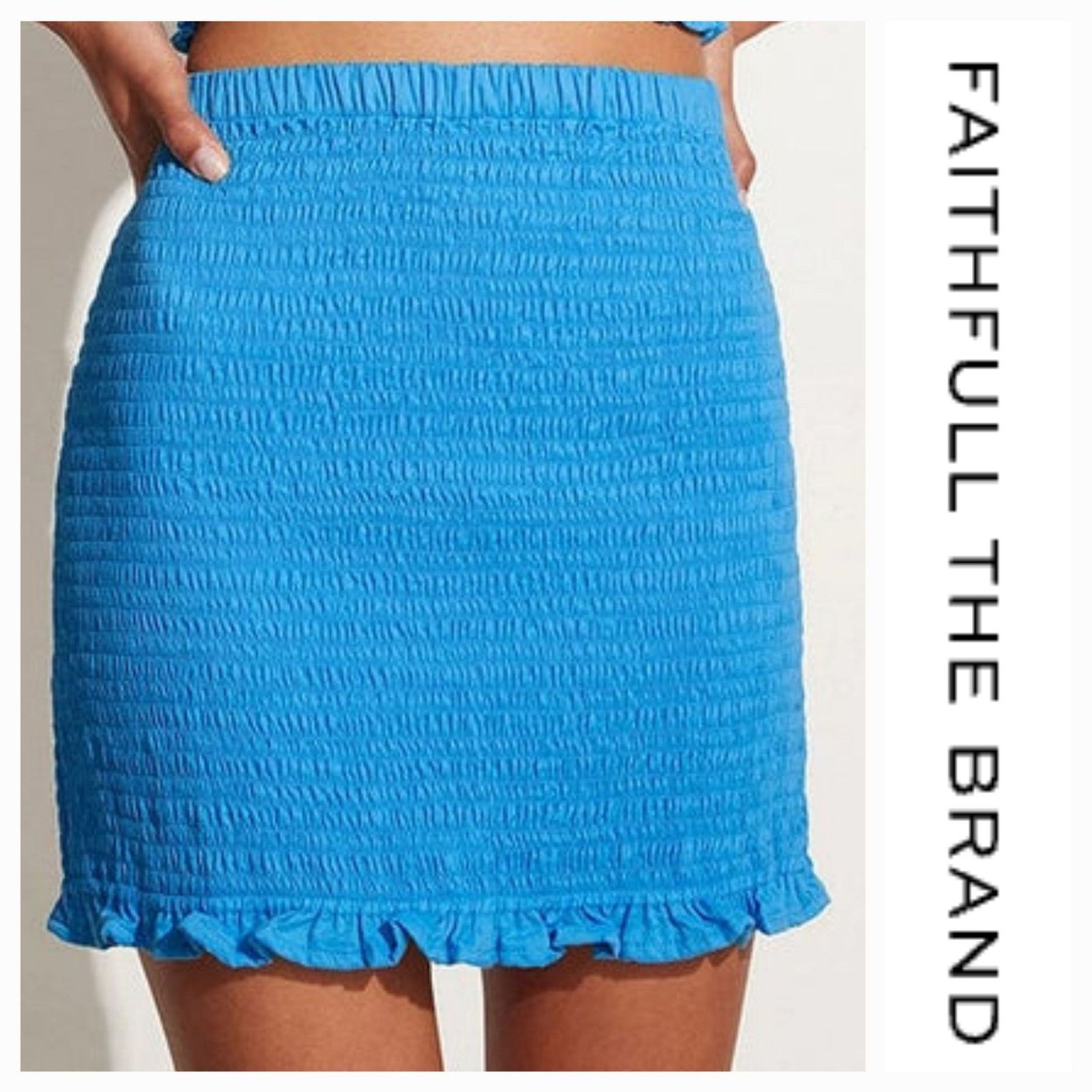 FAITHFULL NWT Faithfull the Brand Esti Mini Skirt Sz. 8 Turquoise Size 30" / US 8 / IT 44 - 1 Thumbnail
