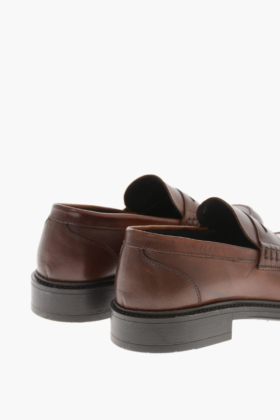 Testoni og1mm0226 Brushed Leather Penny Loafers in Brown Size US 10 / EU 43 - 3 Thumbnail