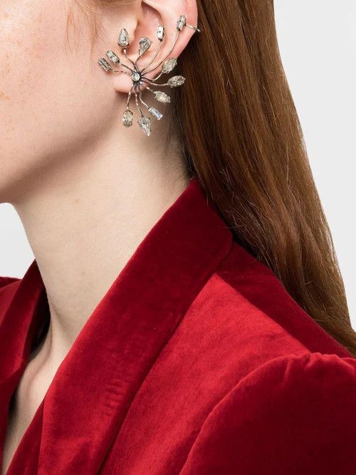 Saint Laurent Paris o1b1hav111124 Size: OS / Rhinestone Blossom Earring Silver Size ONE SIZE - 3 Thumbnail