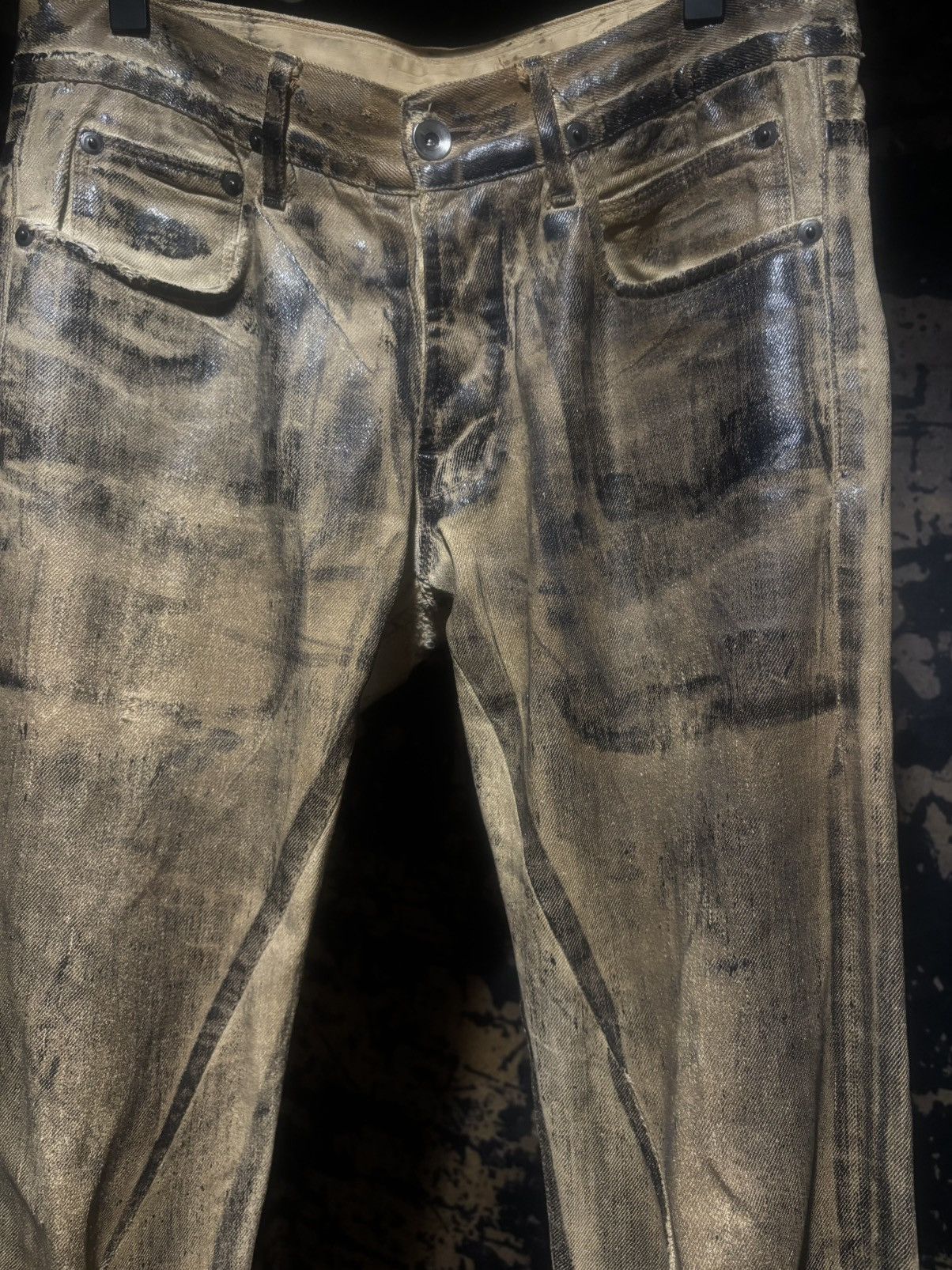 Rick Owens Rick Owens SS 2010 Cream Gravel Waxed Jeans Size US 29 - 6 Thumbnail