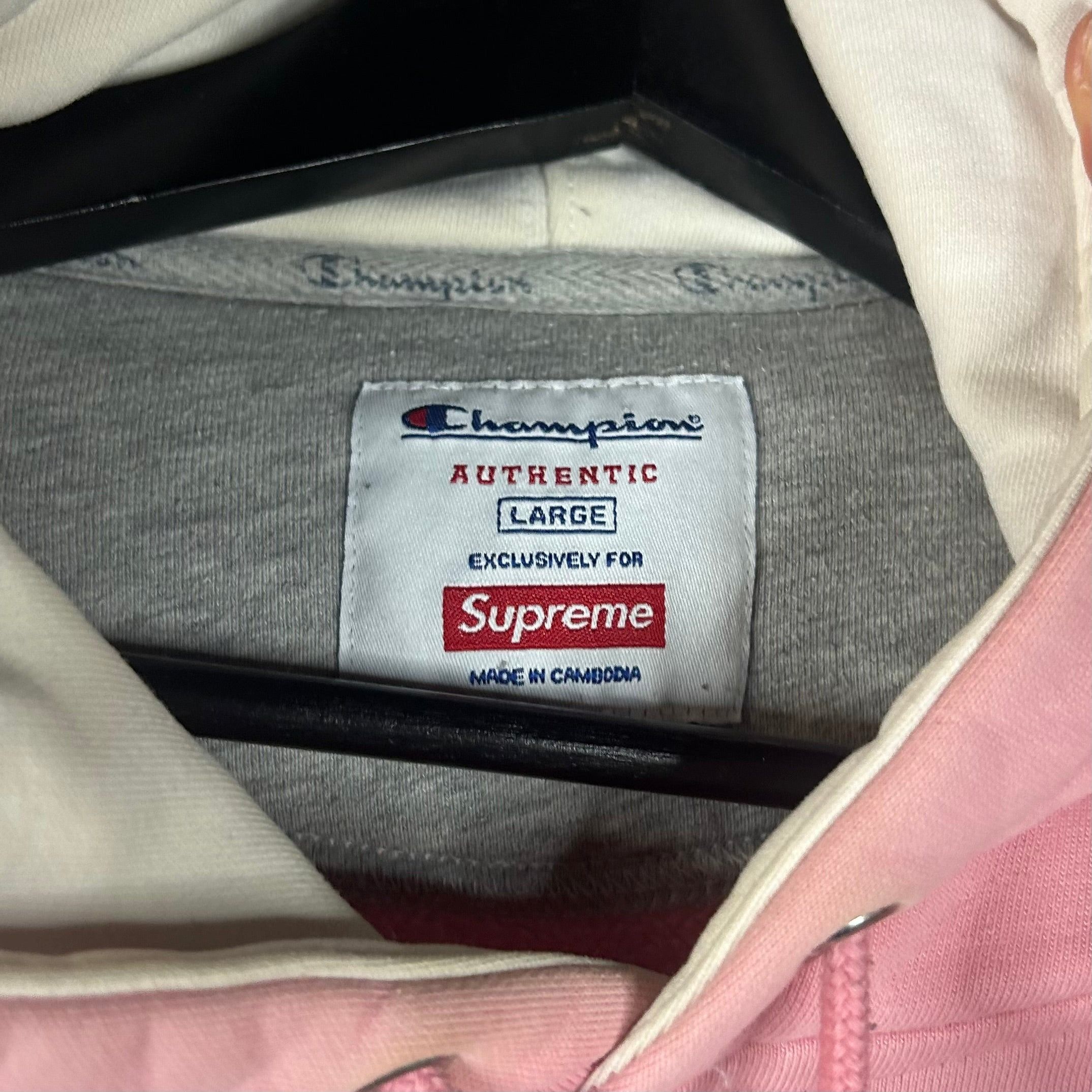 Champion × Supreme Supreme Champion Pink Satin Hoodie Size Large Size US L / EU 52-54 / 3 - 4 Thumbnail