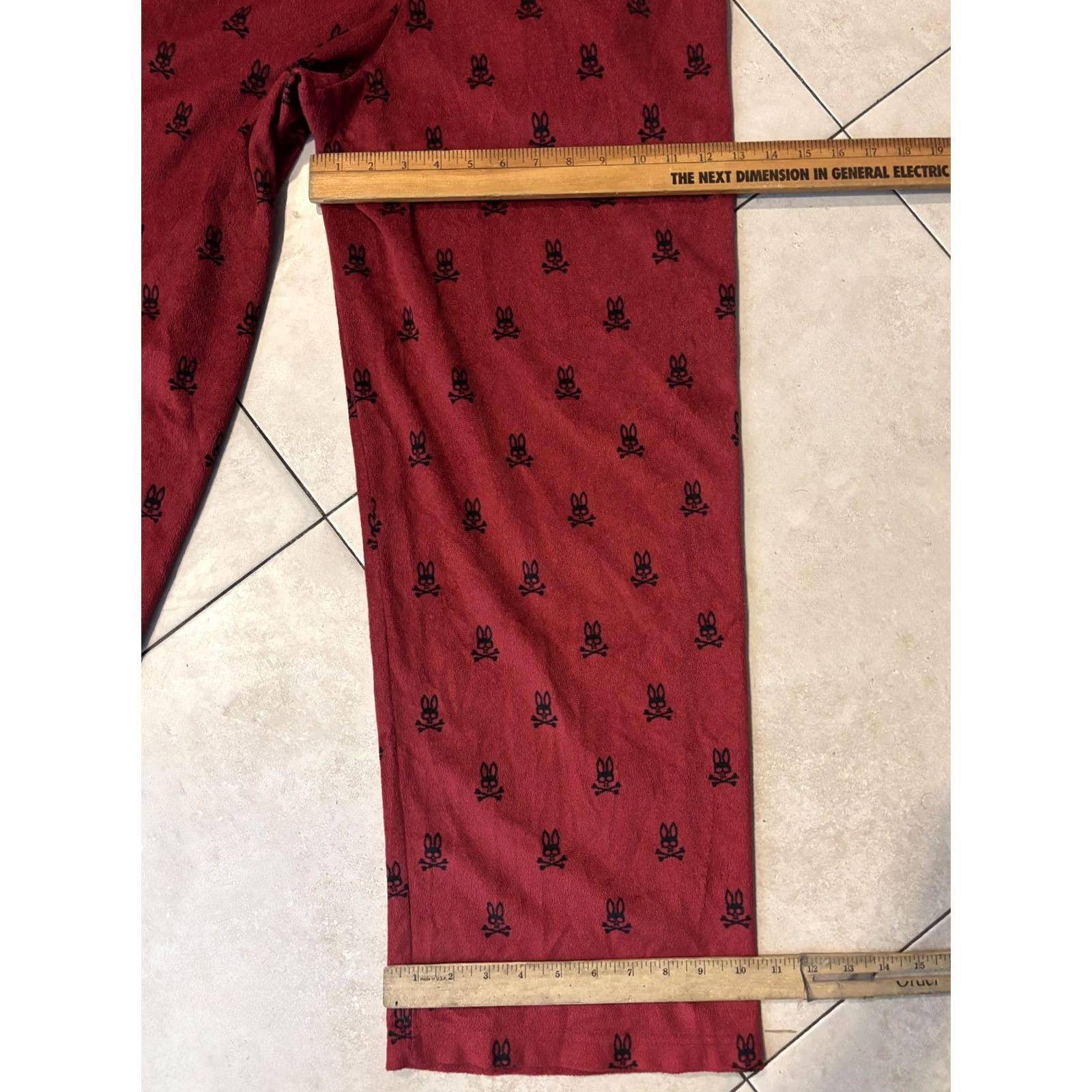 Psycho Bunny Psycho Bunny Pajama Pants Mens M Red fleece graphic print lounge sleepwear Size US 31 - 7 Thumbnail