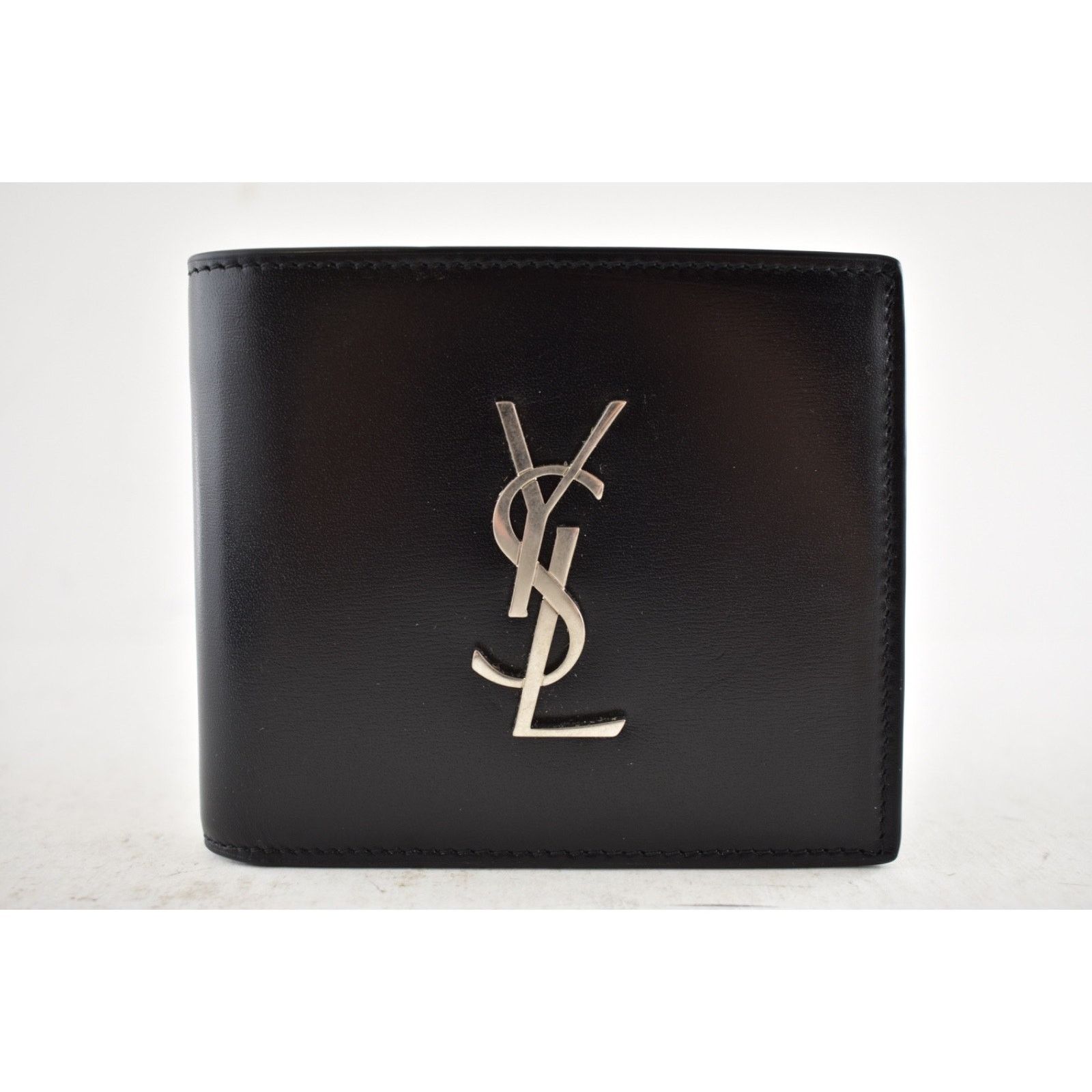 Yves Saint Laurent Saint Laurent Men YSL Silver Metal Logo Card Bi-Fold Wallet Size ONE SIZE - 2 Thumbnail