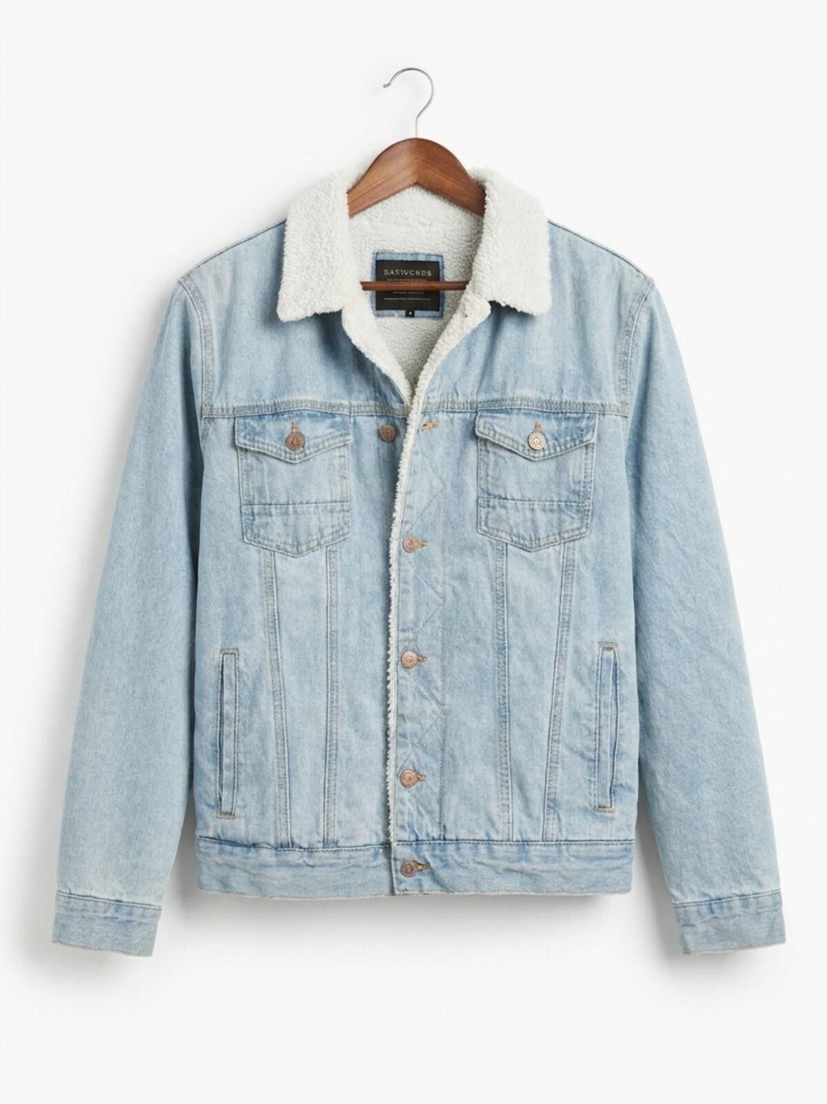 7Diamonds 7 Diamonds Light Blue Denim Sherpa Jacket Size US M / EU 48-50 / 2 - 1 Thumbnail