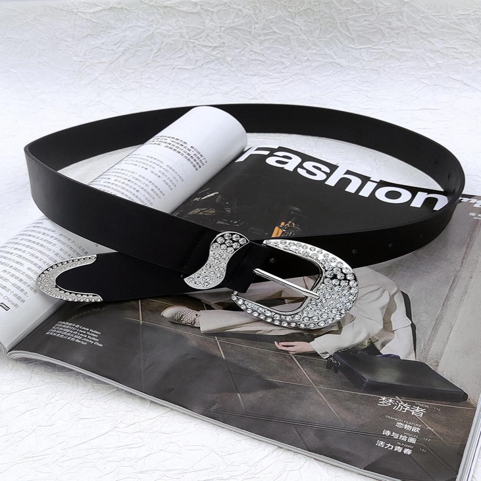 Other Black Rhinestone Buckle Belt Size ONE SIZE - 7 Thumbnail