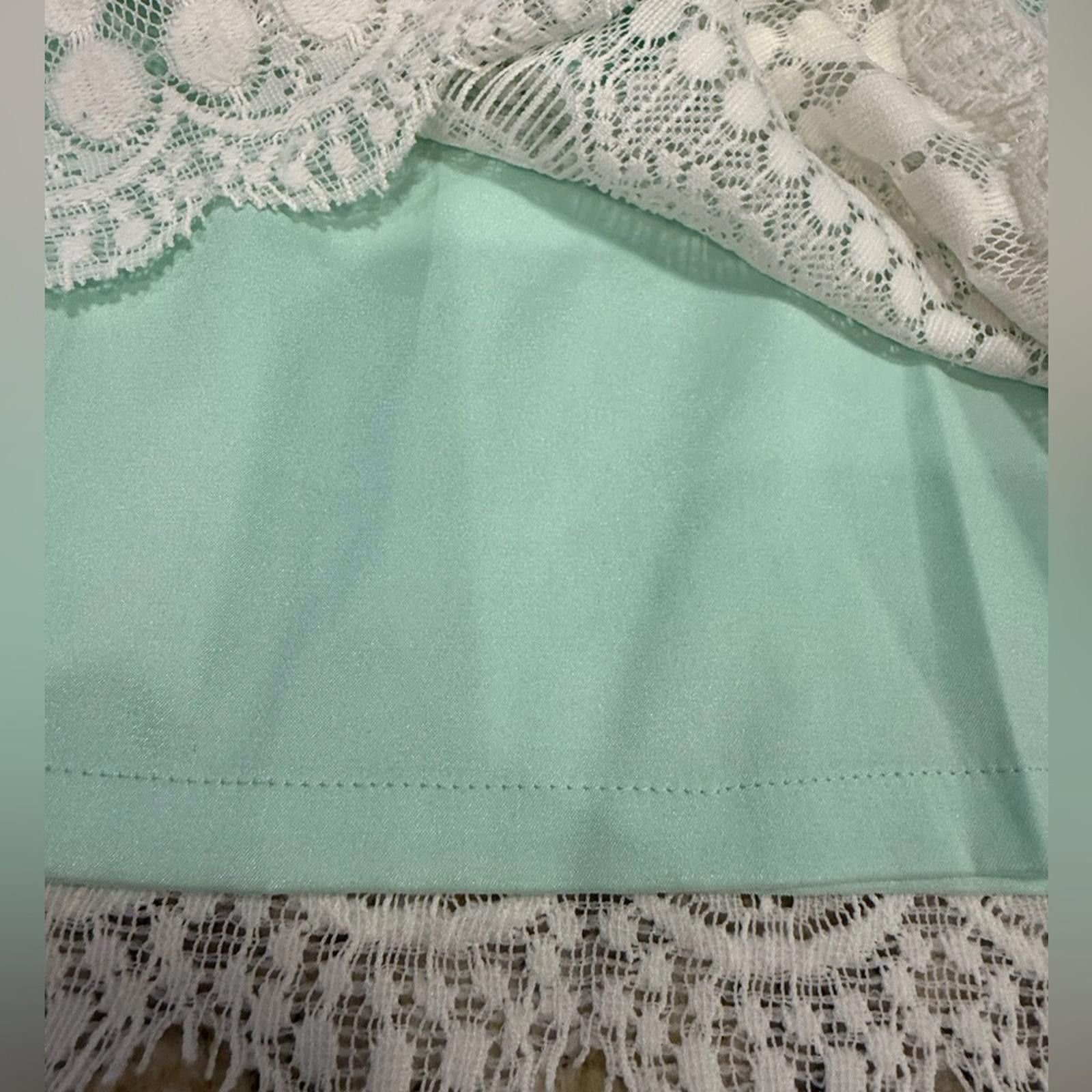 Other Gianni Bini mint green & white lace overlay mini skirt SZ 10 Size 32" / US 10 / IT 46 - 3 Thumbnail