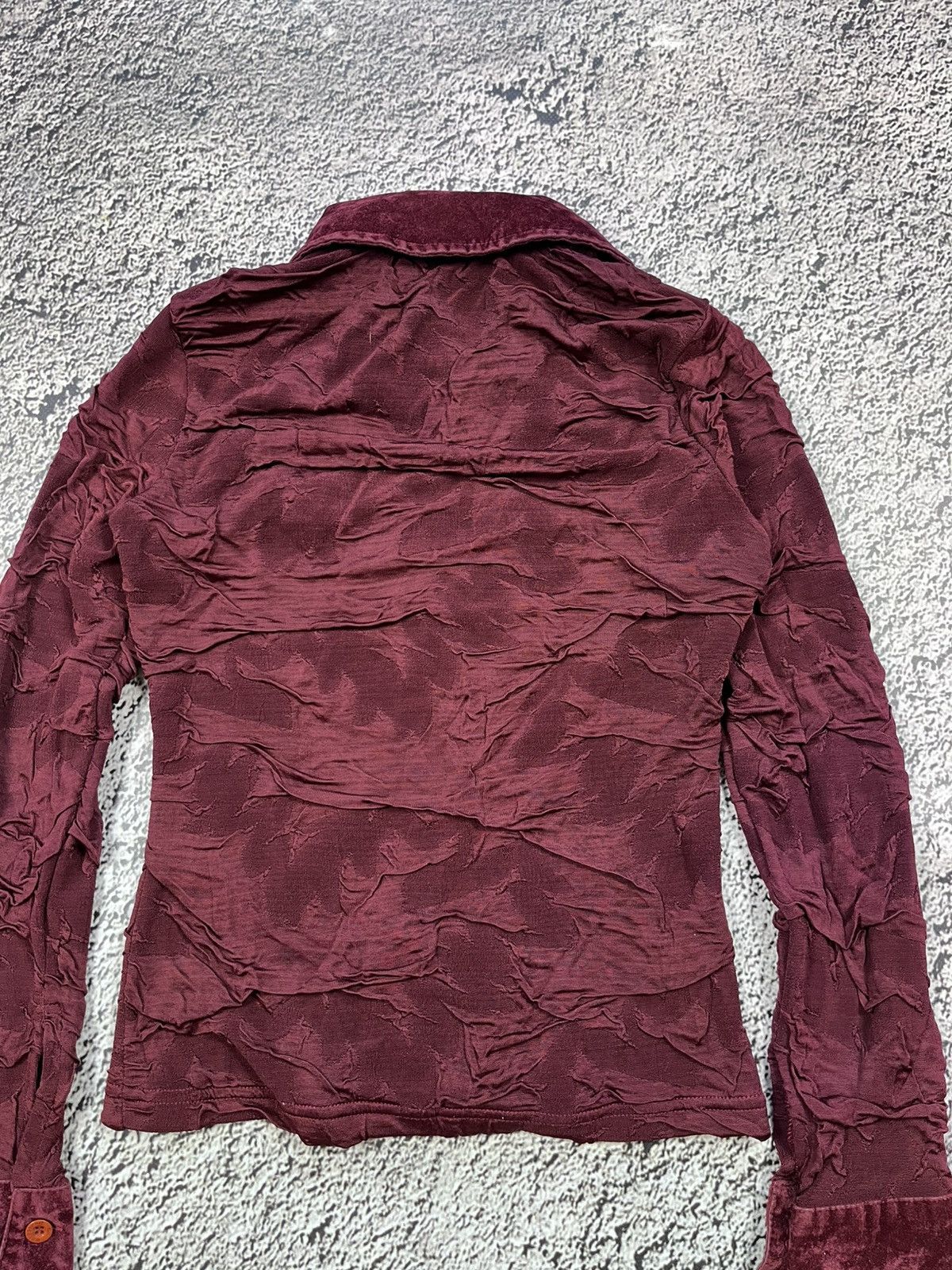 Vintage Y2K Gothic Velvet Hook Front Textured Burgundy Shirt Size S / US 4 / IT 40 - 9 Thumbnail
