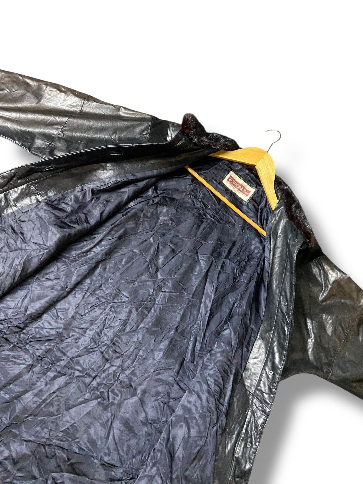 Japanese Brand Zorronuez Leather Coat with Fur Collar (149) Size US L / EU 52-54 / 3 - 4 Thumbnail