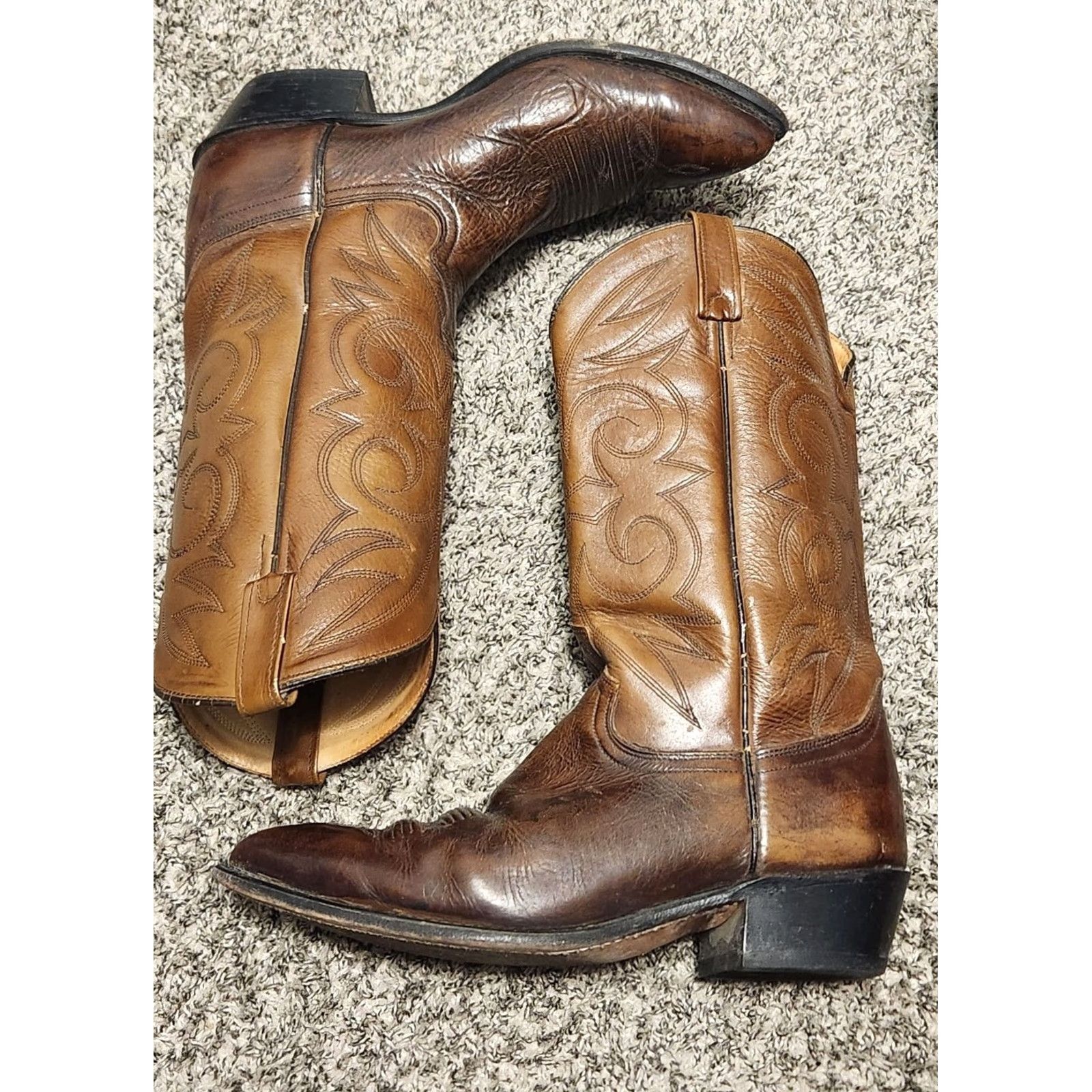 Vintage VINTAGE Acme Cowboy Boots Mens 11D Brown Western Leather Mid-Calf Adjustable Arch Support Cap Toe Boots Mens Size US 11 / EU 44 - 2 Thumbnail