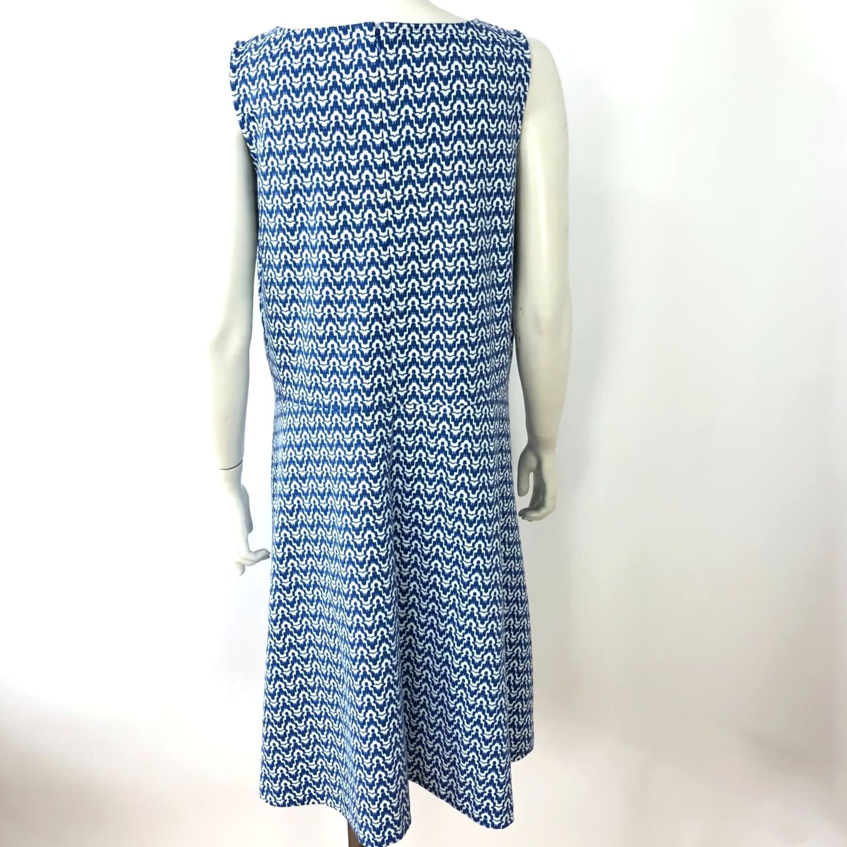 Talbots Talbots Dress Plus 1X? Sleeveless A-Line Knee Length Blue All Over Print Size XL / US 12-14 / IT 48-50 - 3 Thumbnail