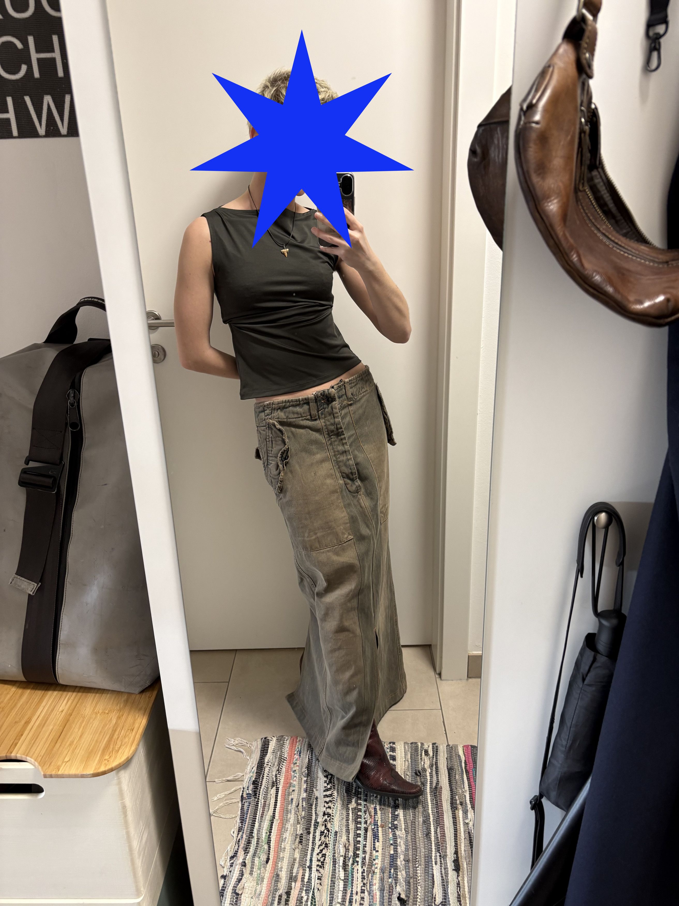 Rick Owens FW25 Concordians Denim Sliced Maxi Skirt / Slivered Skirt Size 24" / US 00 / IT 34 - 1 Thumbnail