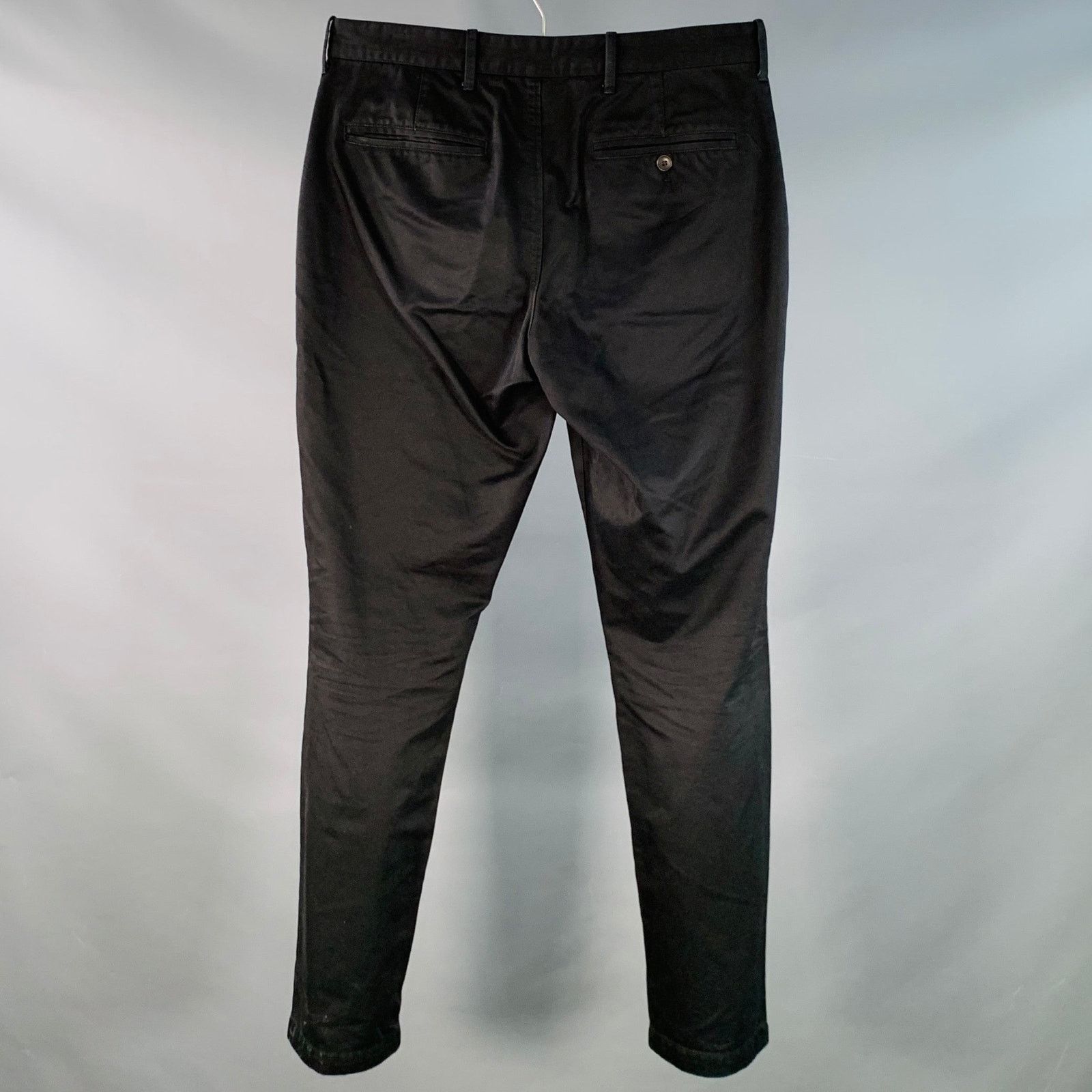 Saturdays NYC Size 32 Black Cotton Twill Tapered Zip Fly Casual Pants Size US 32 / EU 48 - 2 Thumbnail